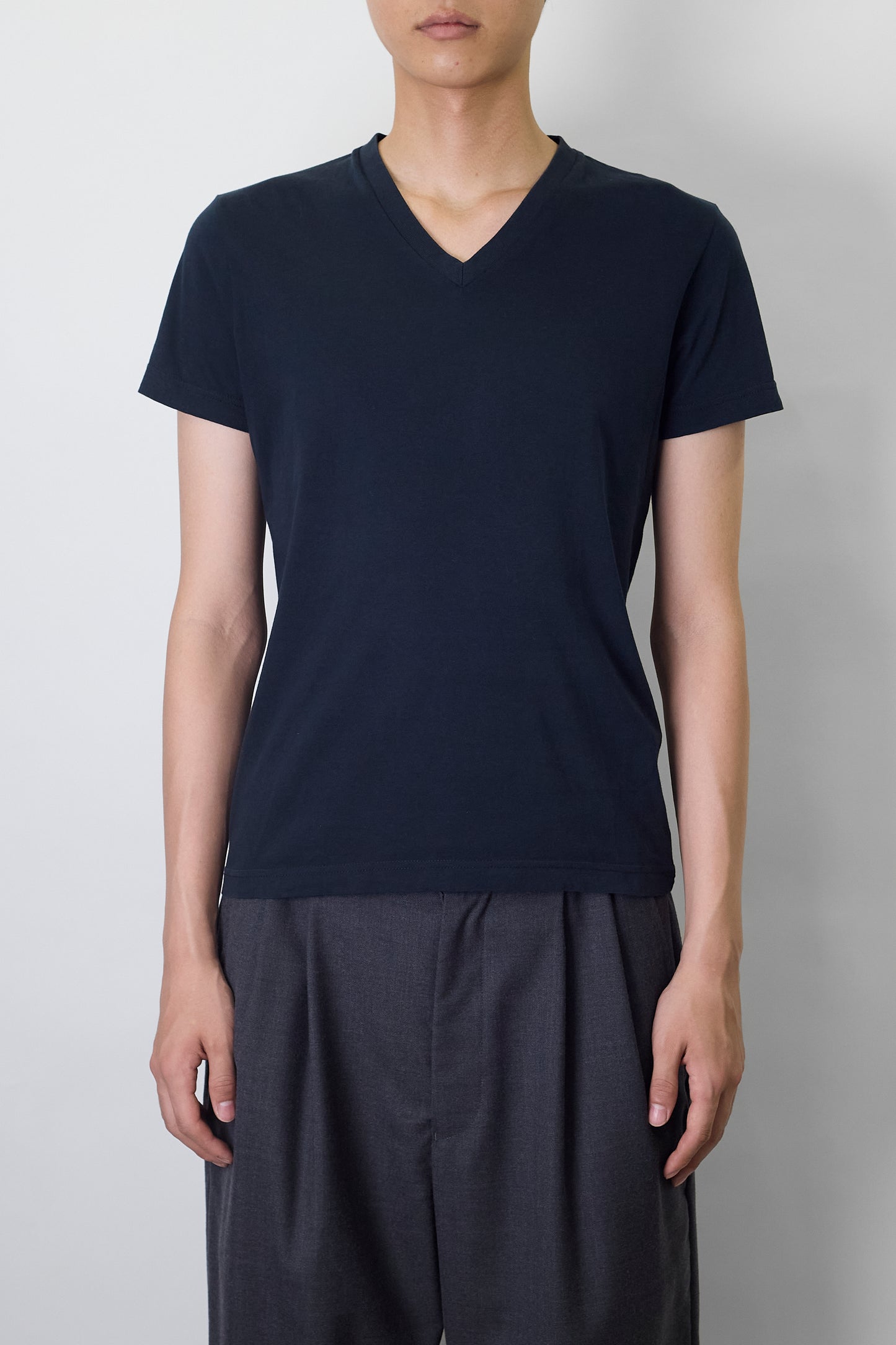 PRADA NAVY V NECK HALF SLEEVE TEE SHIRT