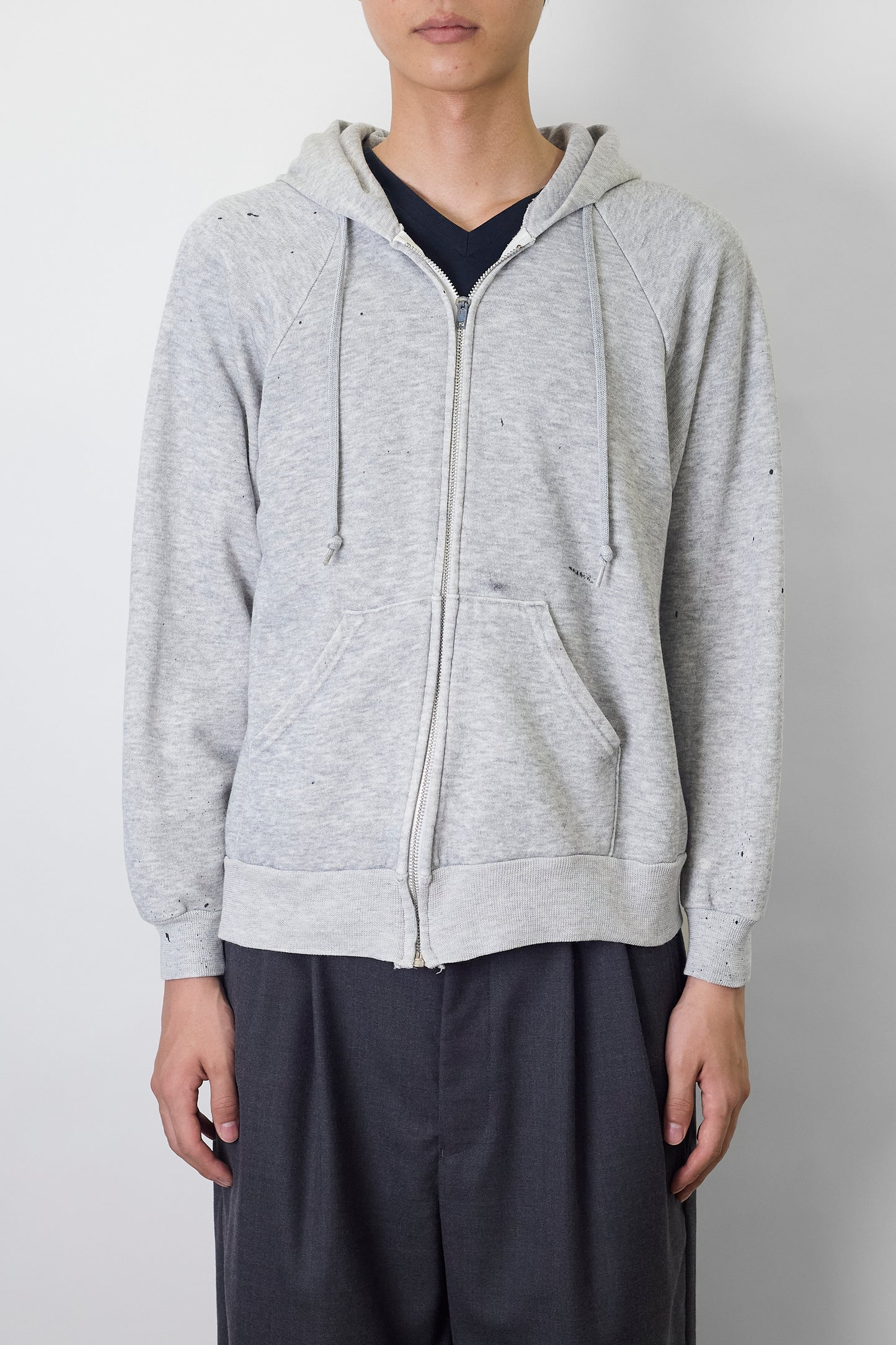 VINTAGE GRAY ZIP UP HOODIE