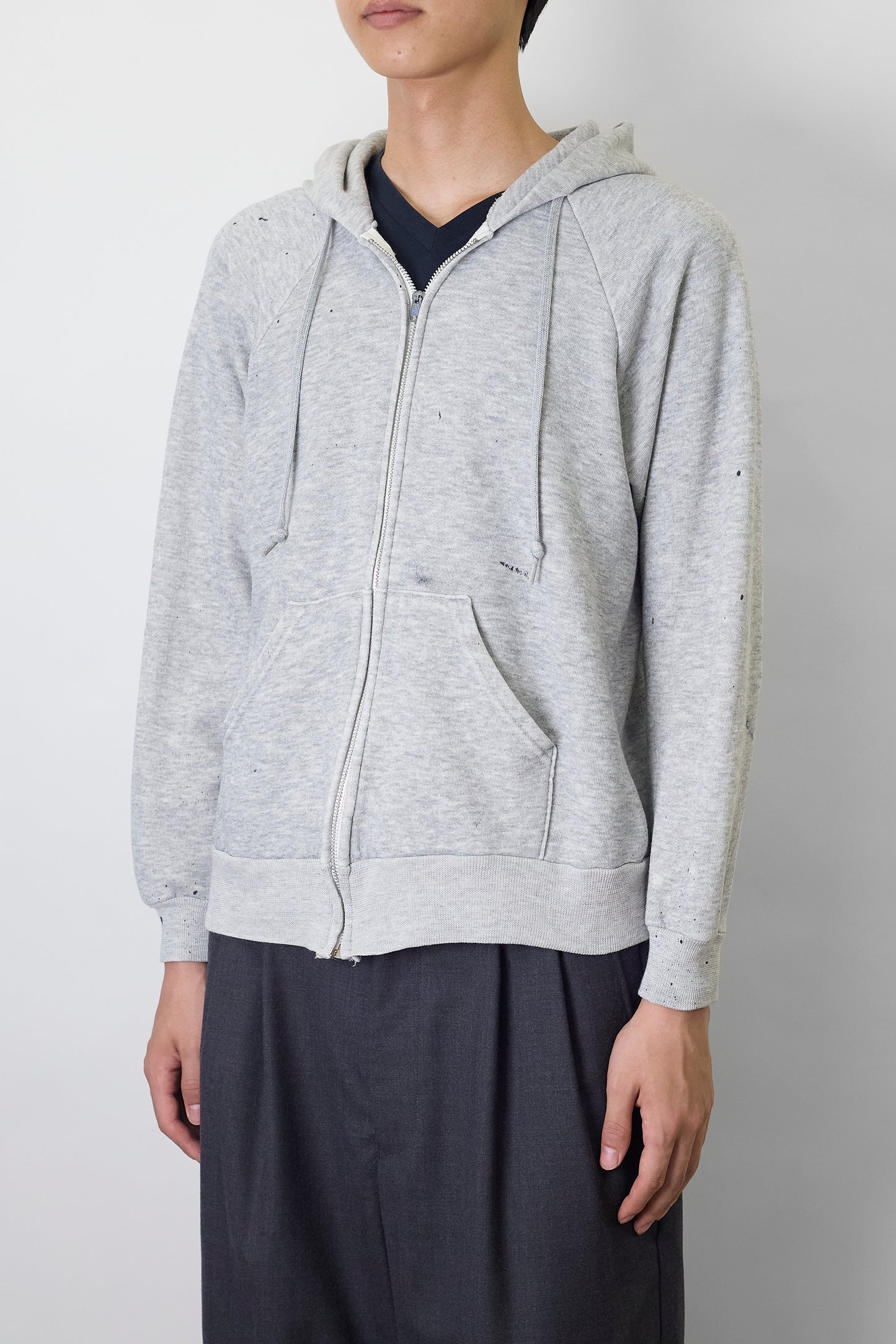 VINTAGE GRAY ZIP UP HOODIE