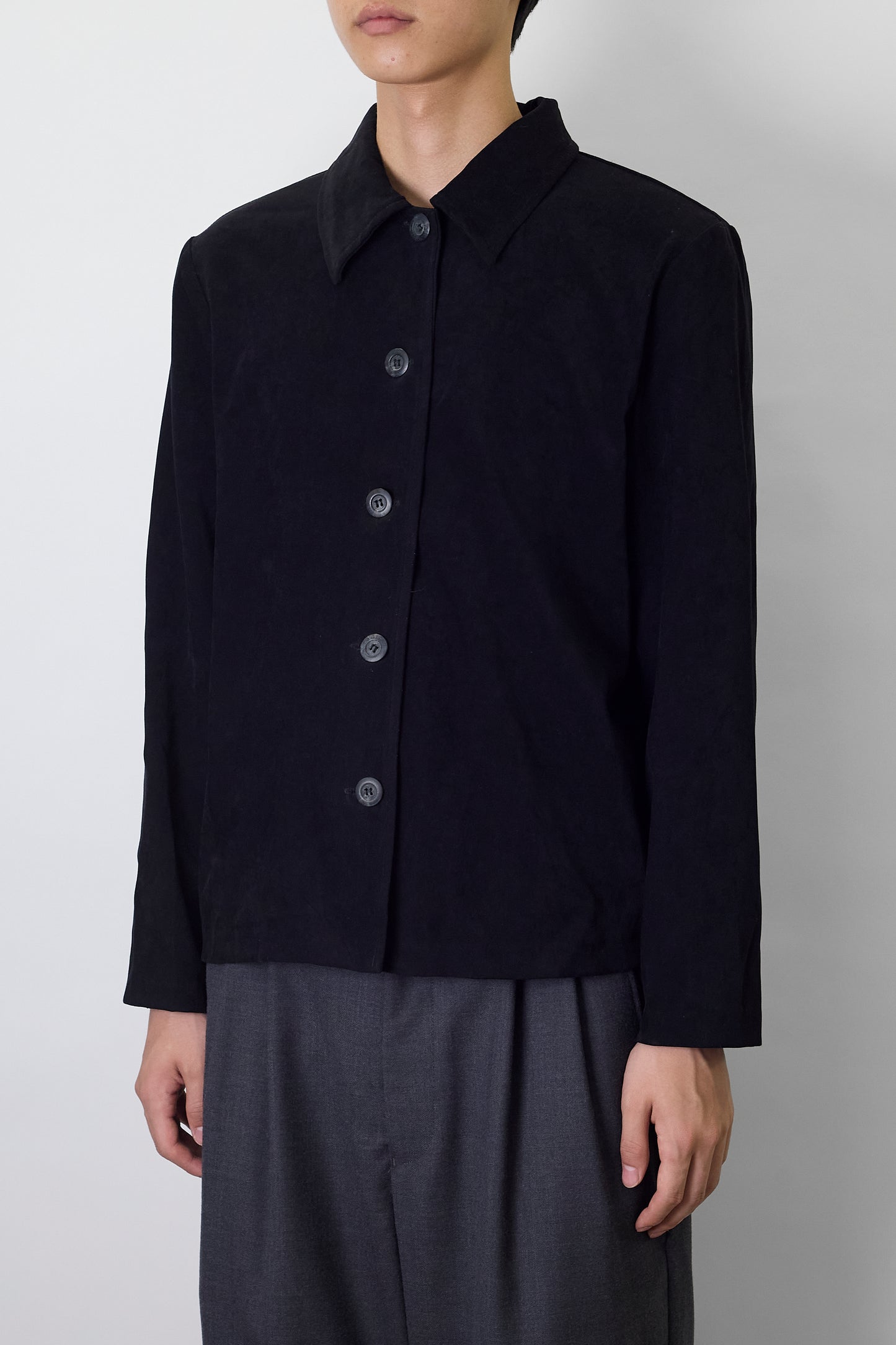 VINTAGE BLACK SHORT SHIRT JACKET MADE IN CANADA