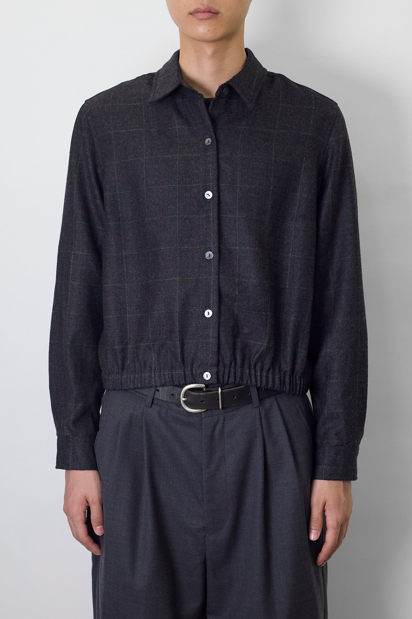 VINTAGE GRAY WOOL SHORT SHIRT JACKET MADE IN USA
