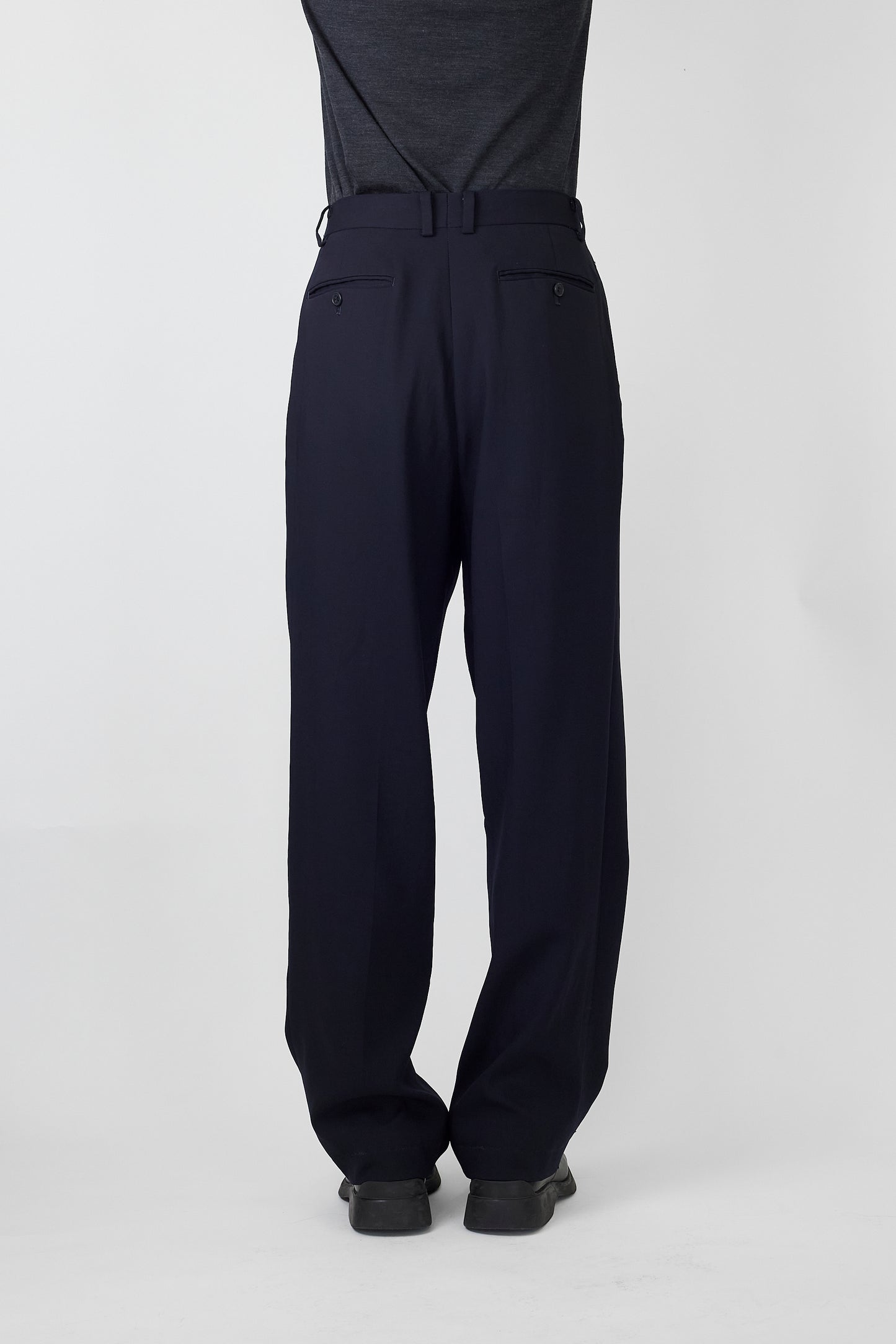 CALVIN KLEIN BLACK NAVY WOOL WIDE PANTS
