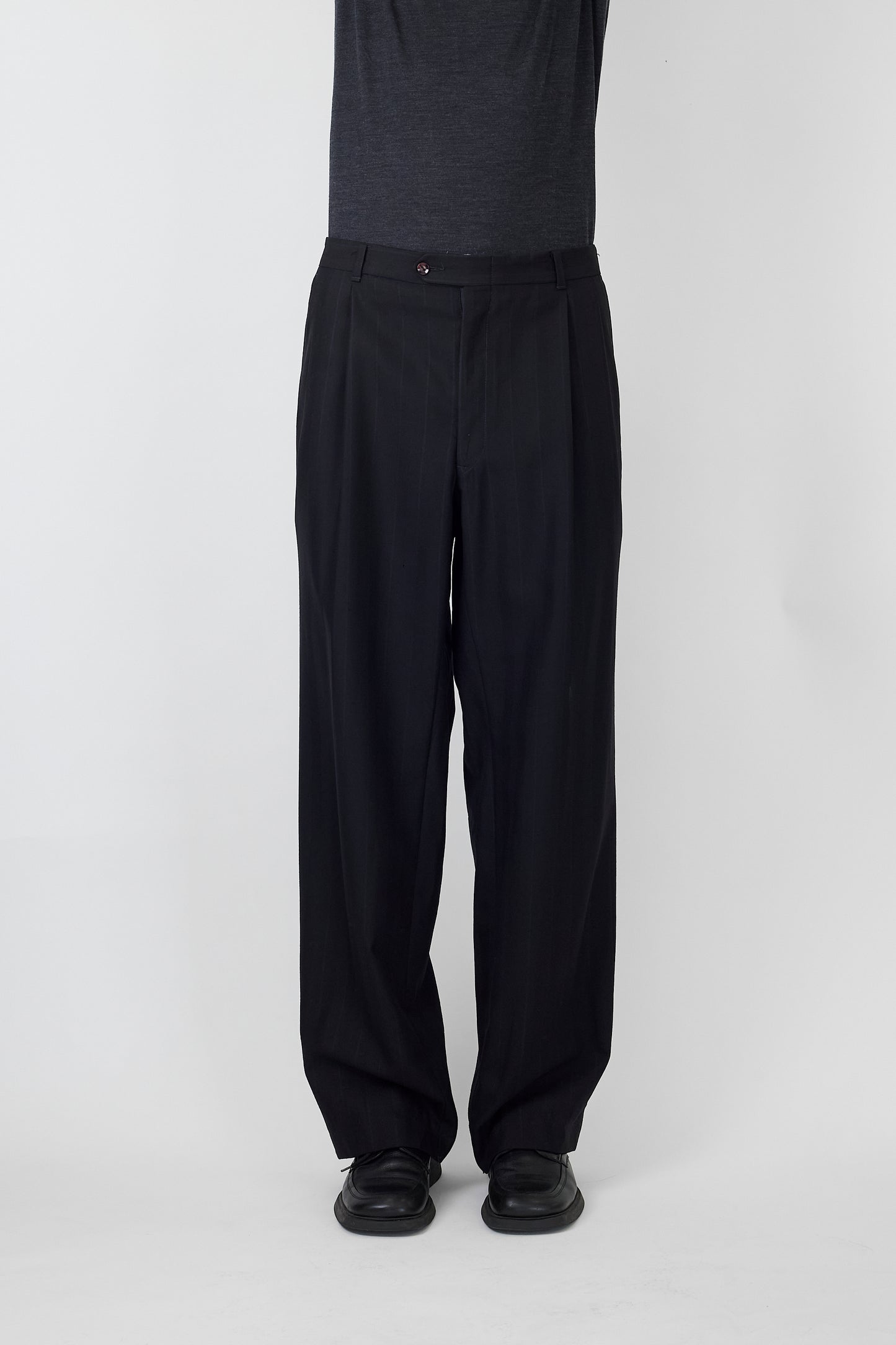PIERRE CARDIN BLACK WOOL WIDE PANTS