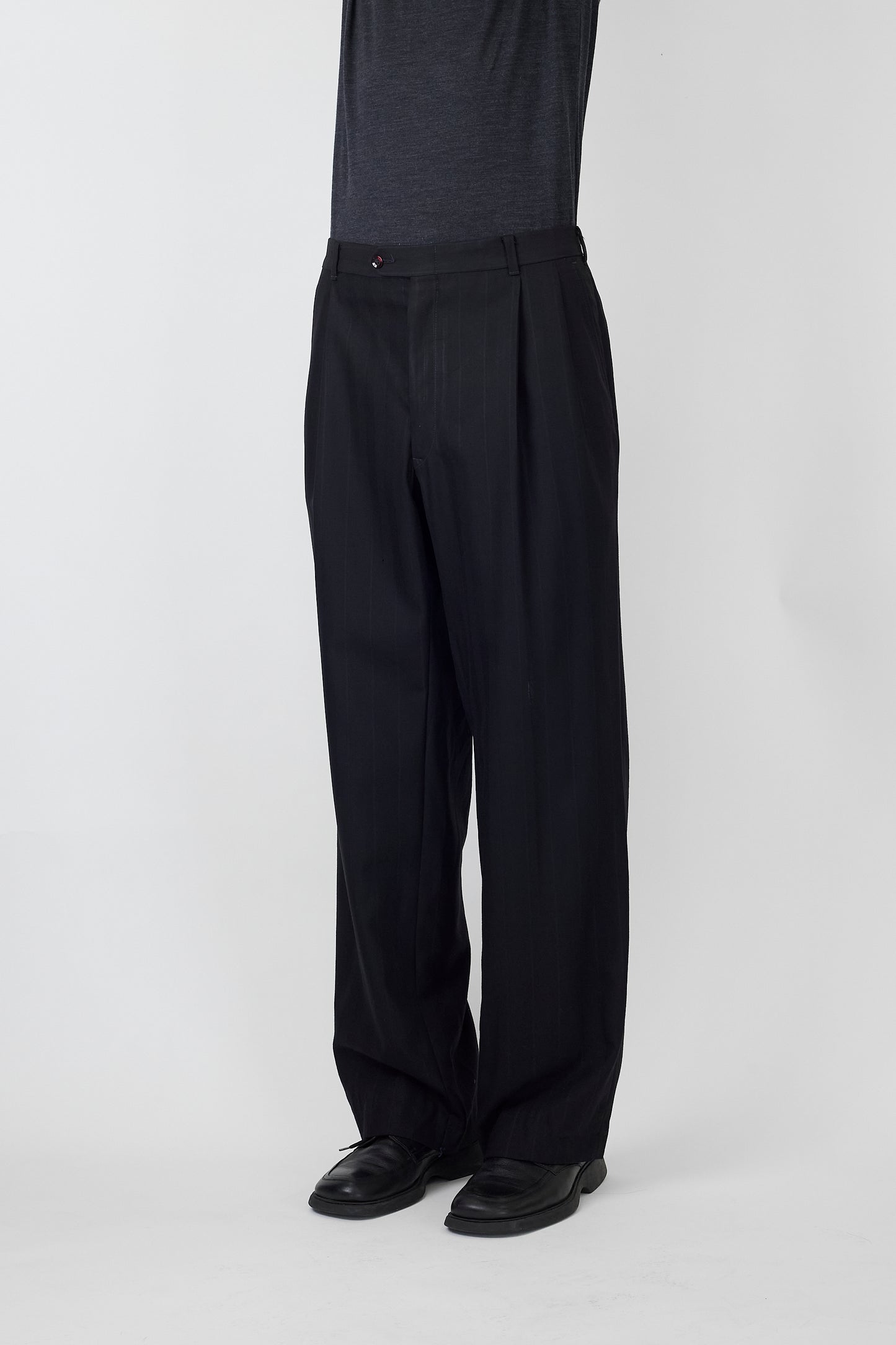PIERRE CARDIN BLACK WOOL WIDE PANTS
