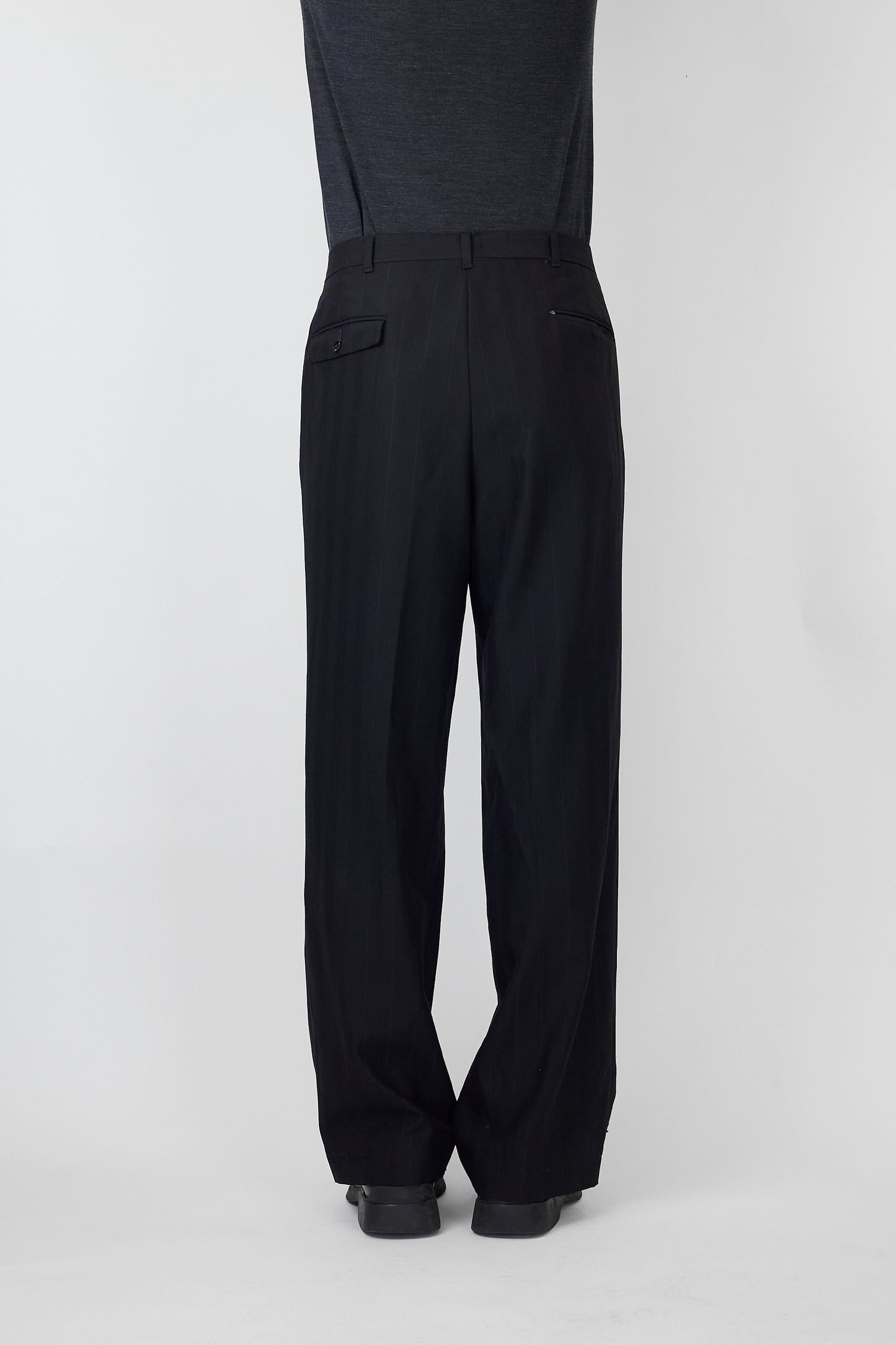 PIERRE CARDIN BLACK WOOL WIDE PANTS