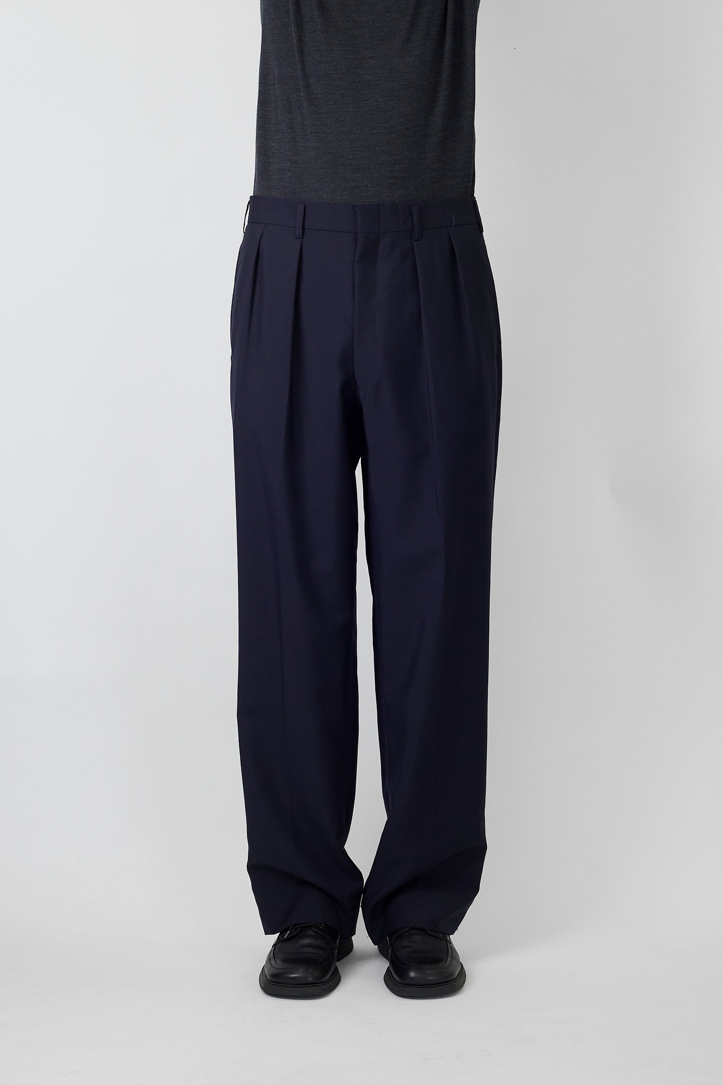 BURBERRYS NAVY WOOL WIDE PANTS