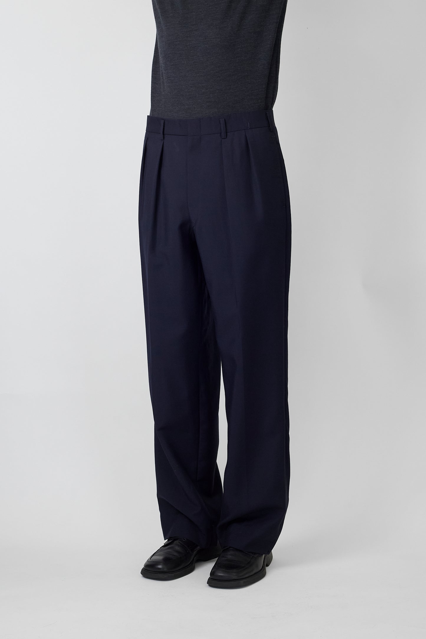 BURBERRYS NAVY WOOL WIDE PANTS