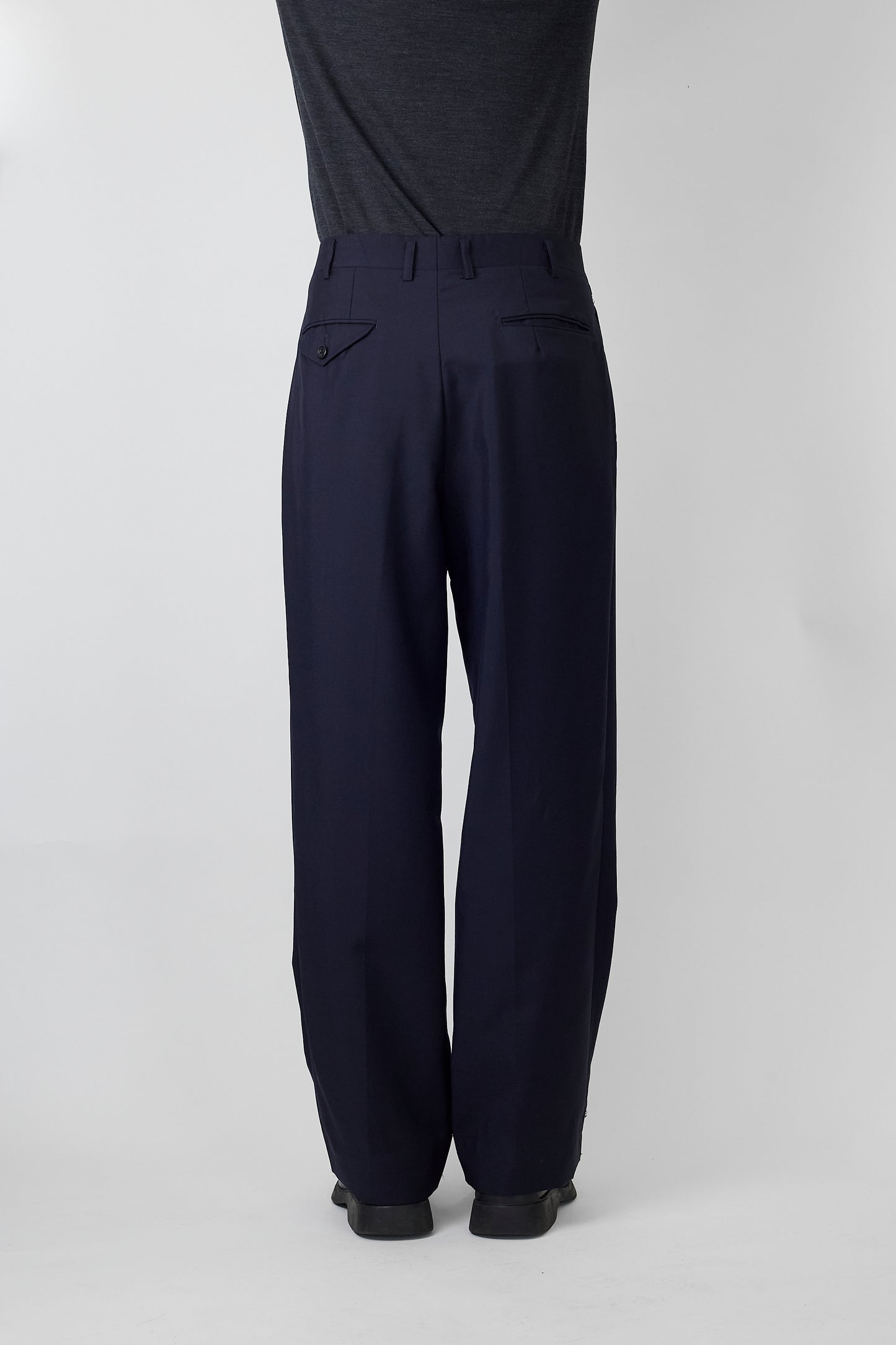 BURBERRYS NAVY WOOL WIDE PANTS