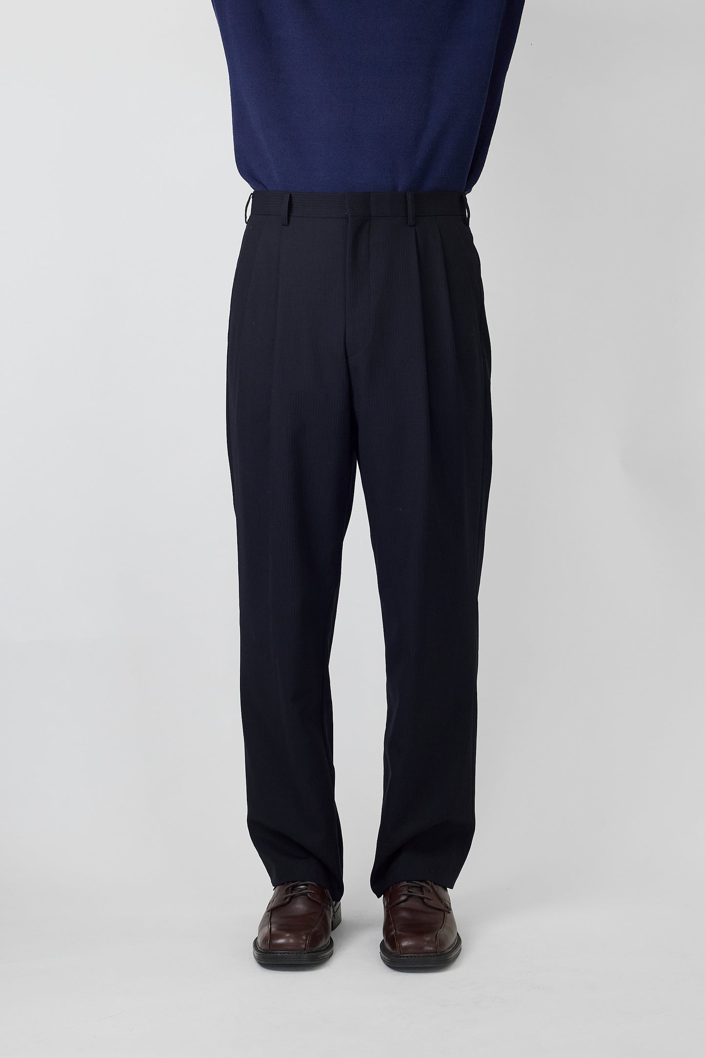 BURBERRY NAVY STRIPE WIDE PANTS