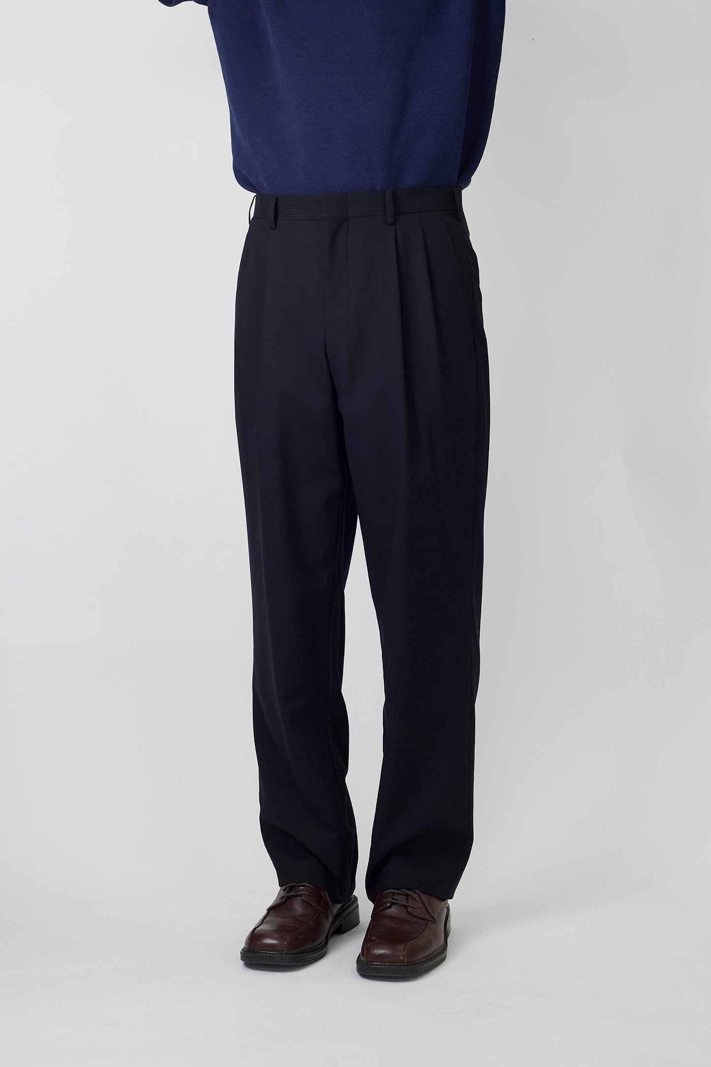 BURBERRY NAVY STRIPE WIDE PANTS