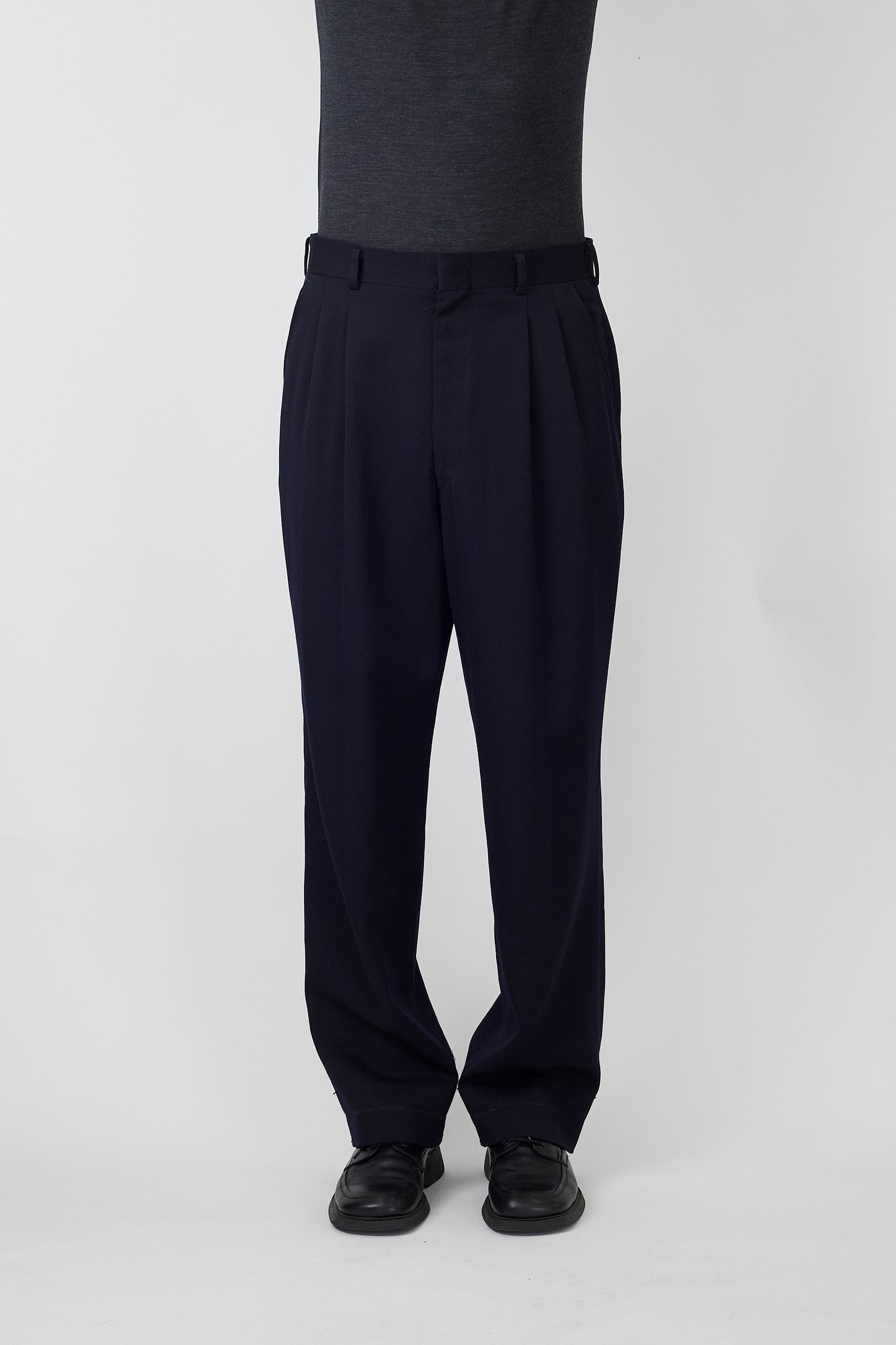 BURBERRYS NAVY WOOL WIDE PANTS