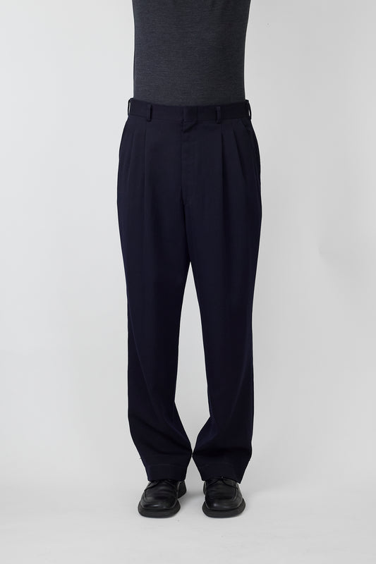 BURBERRYS NAVY WOOL WIDE PANTS