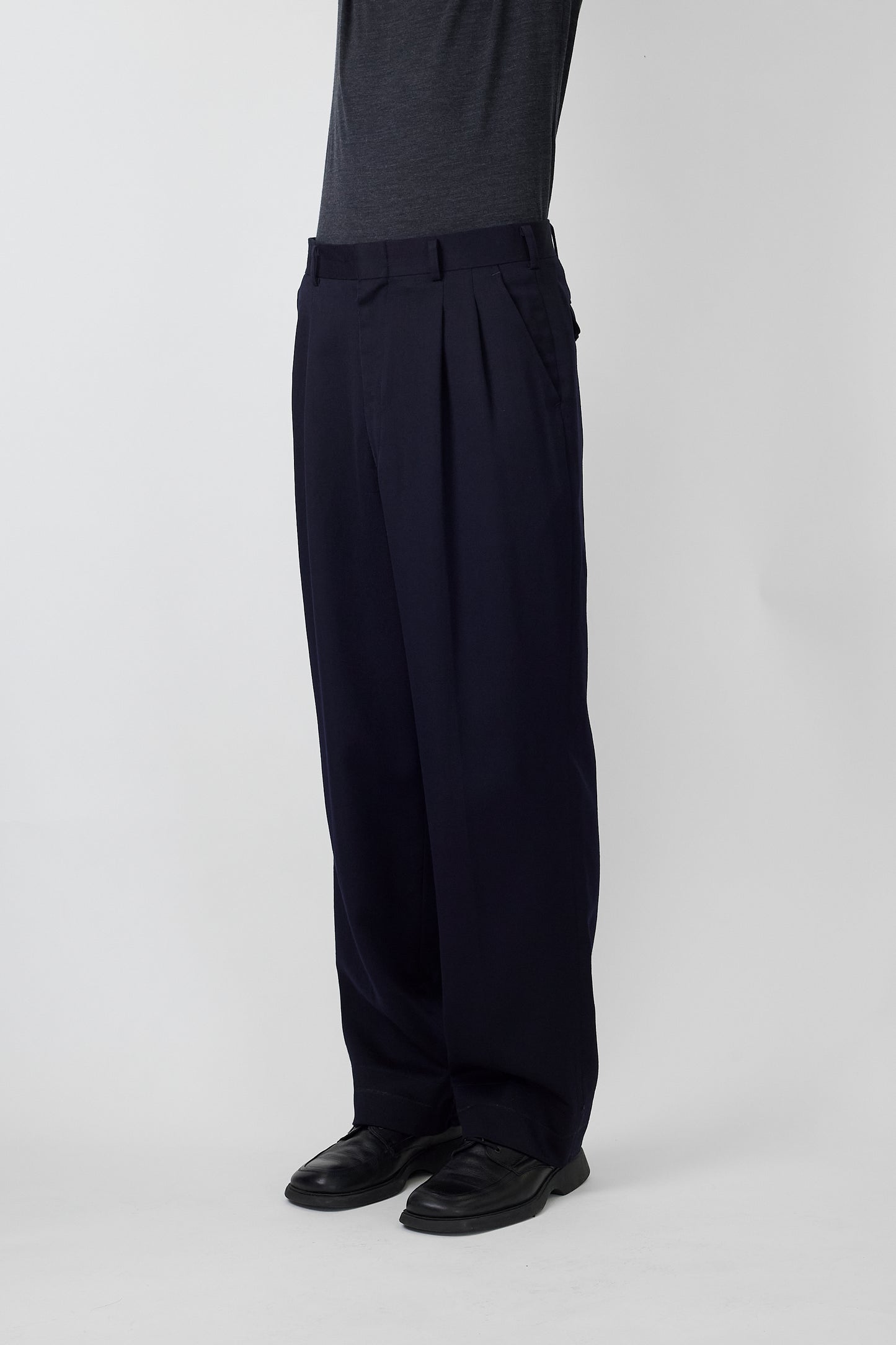 BURBERRYS NAVY WOOL WIDE PANTS