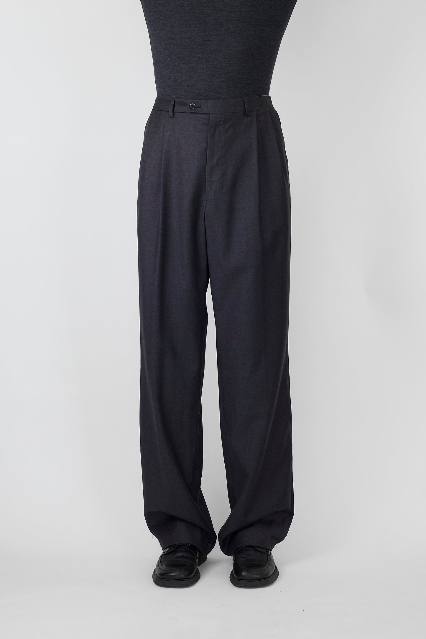 VINTAGE GRAY WOOL WIDE PANTS MADE IN ITALY