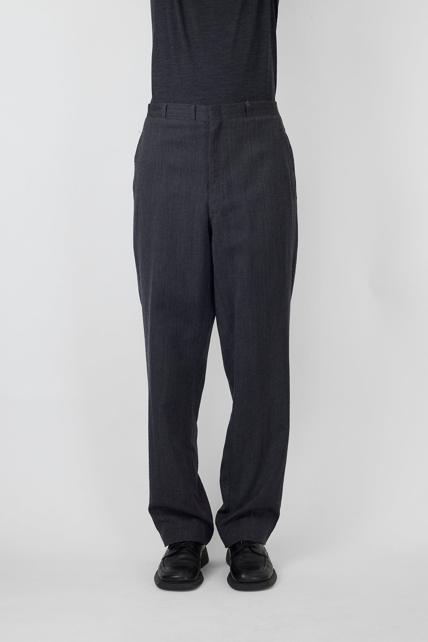 VINTAGE GRAY WOOL WIDE PANTS