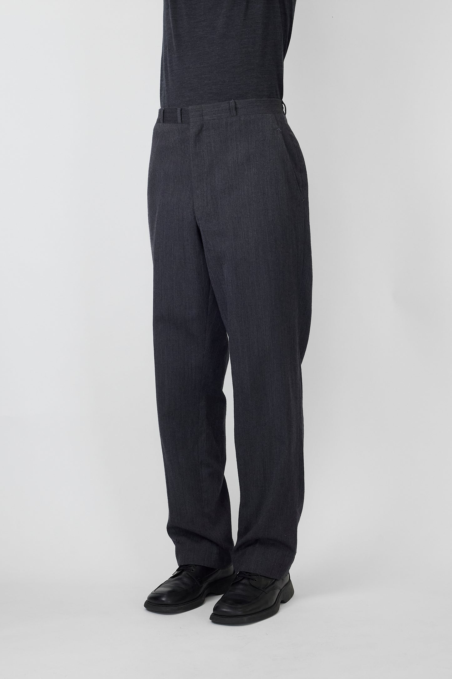 VINTAGE GRAY WOOL WIDE PANTS