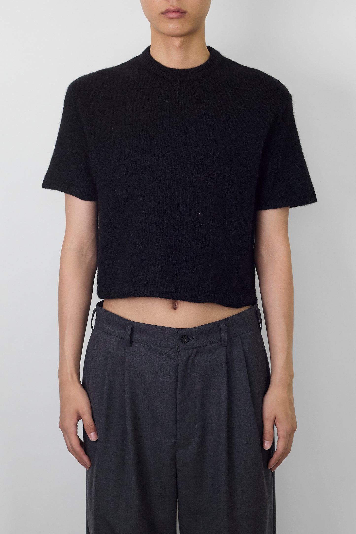 VINTAGE BLACK ALPACA HALF SLEEVE KNIT