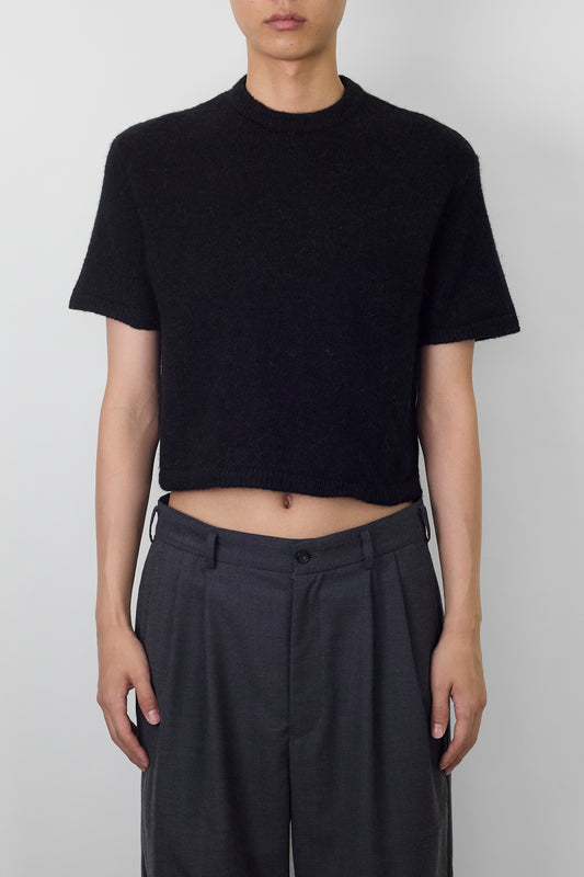 VINTAGE BLACK ALPACA HALF SLEEVE KNIT