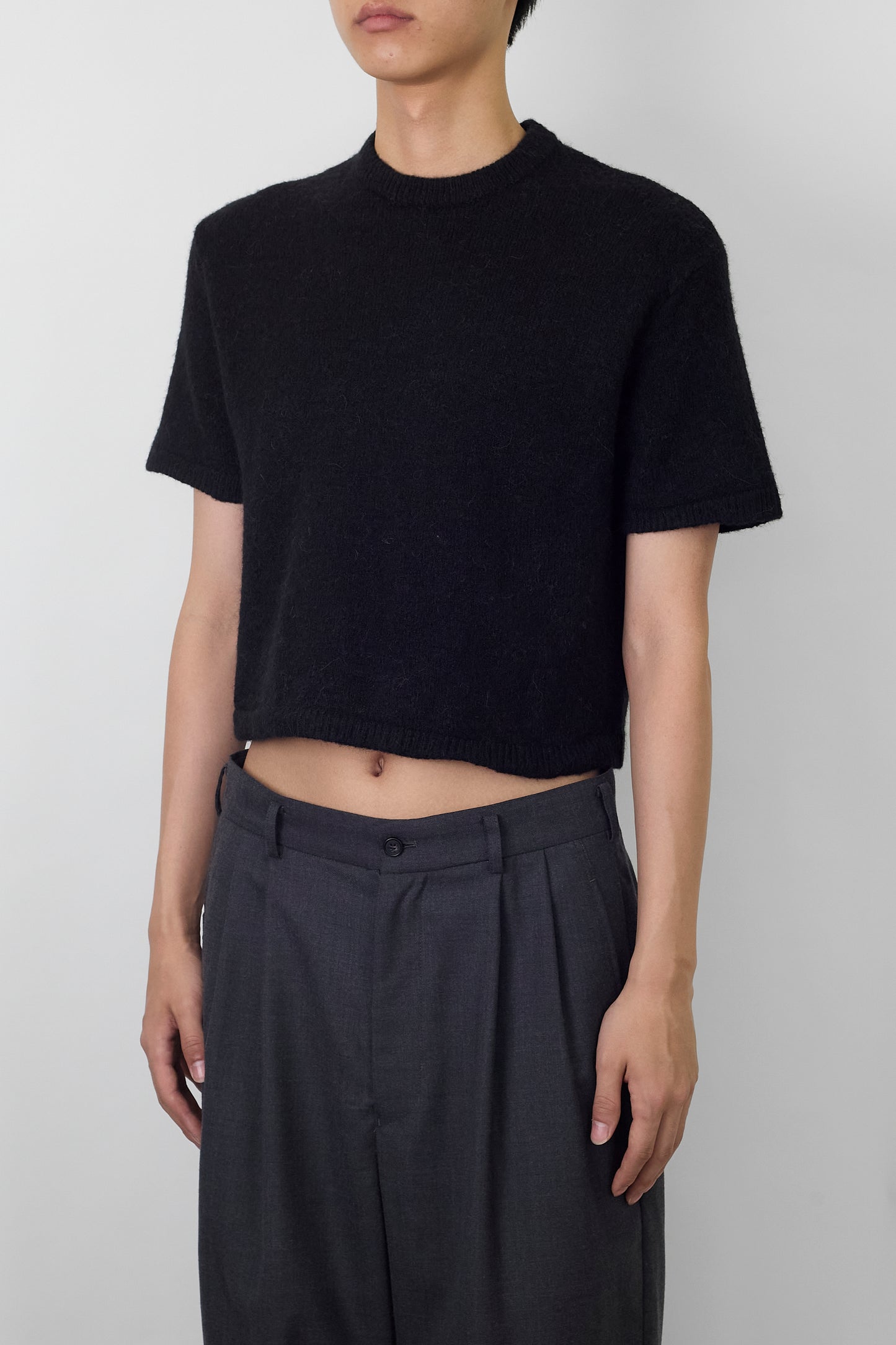 VINTAGE BLACK ALPACA HALF SLEEVE KNIT