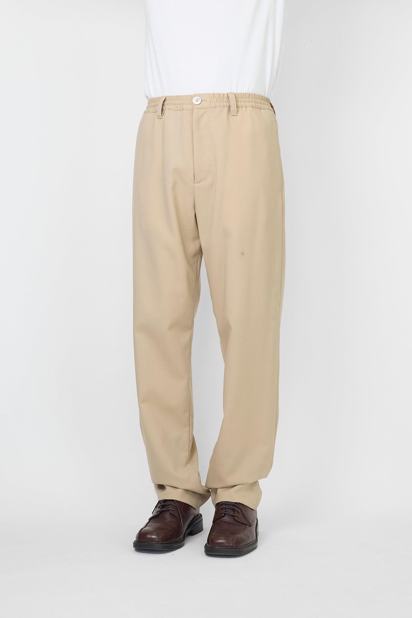 MARNI BEIGE WOOL WIDE PANTS MADE IN ITALY