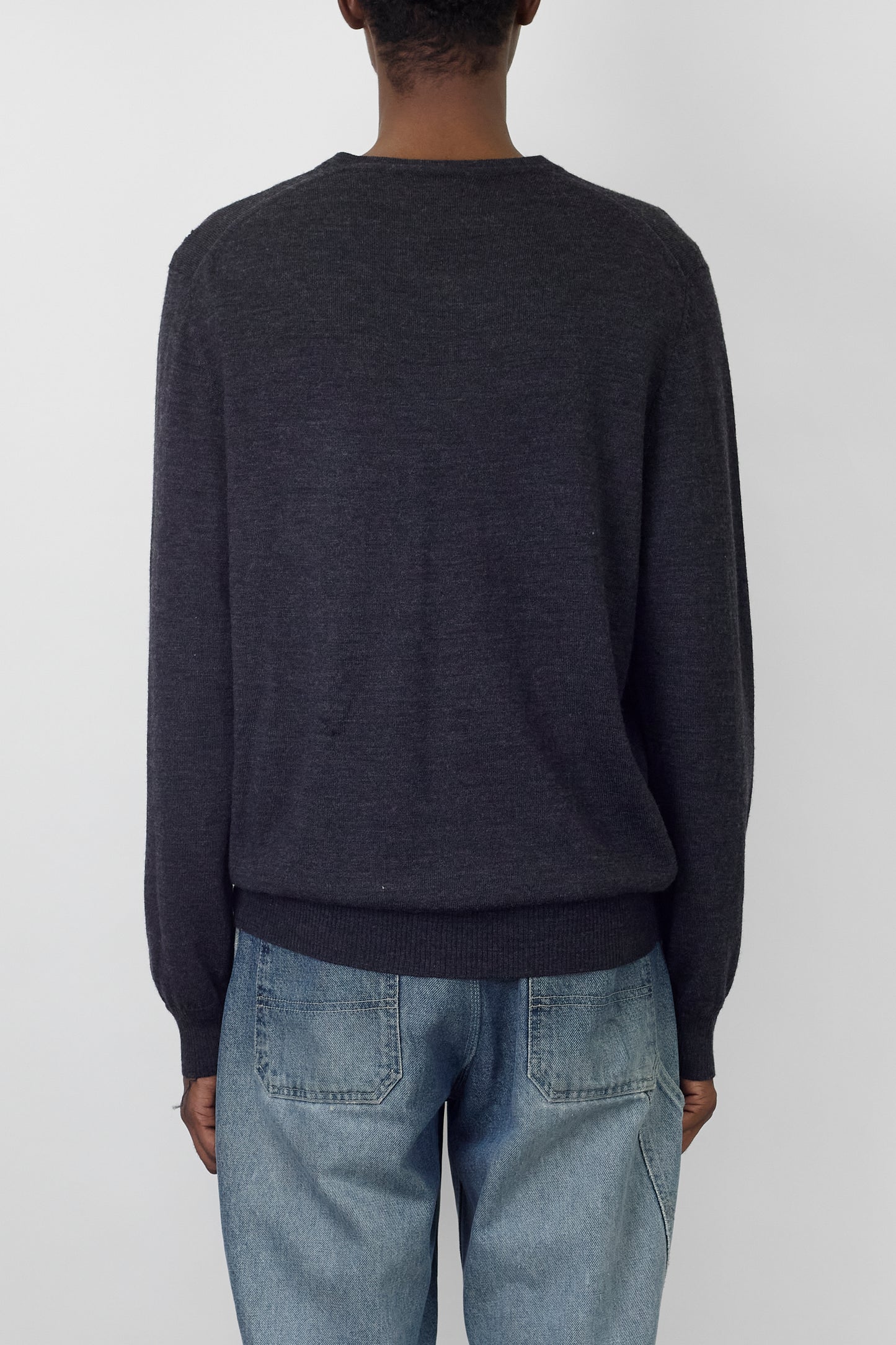 CALVIN KLEIN GRAY WOOL V NECK KNIT