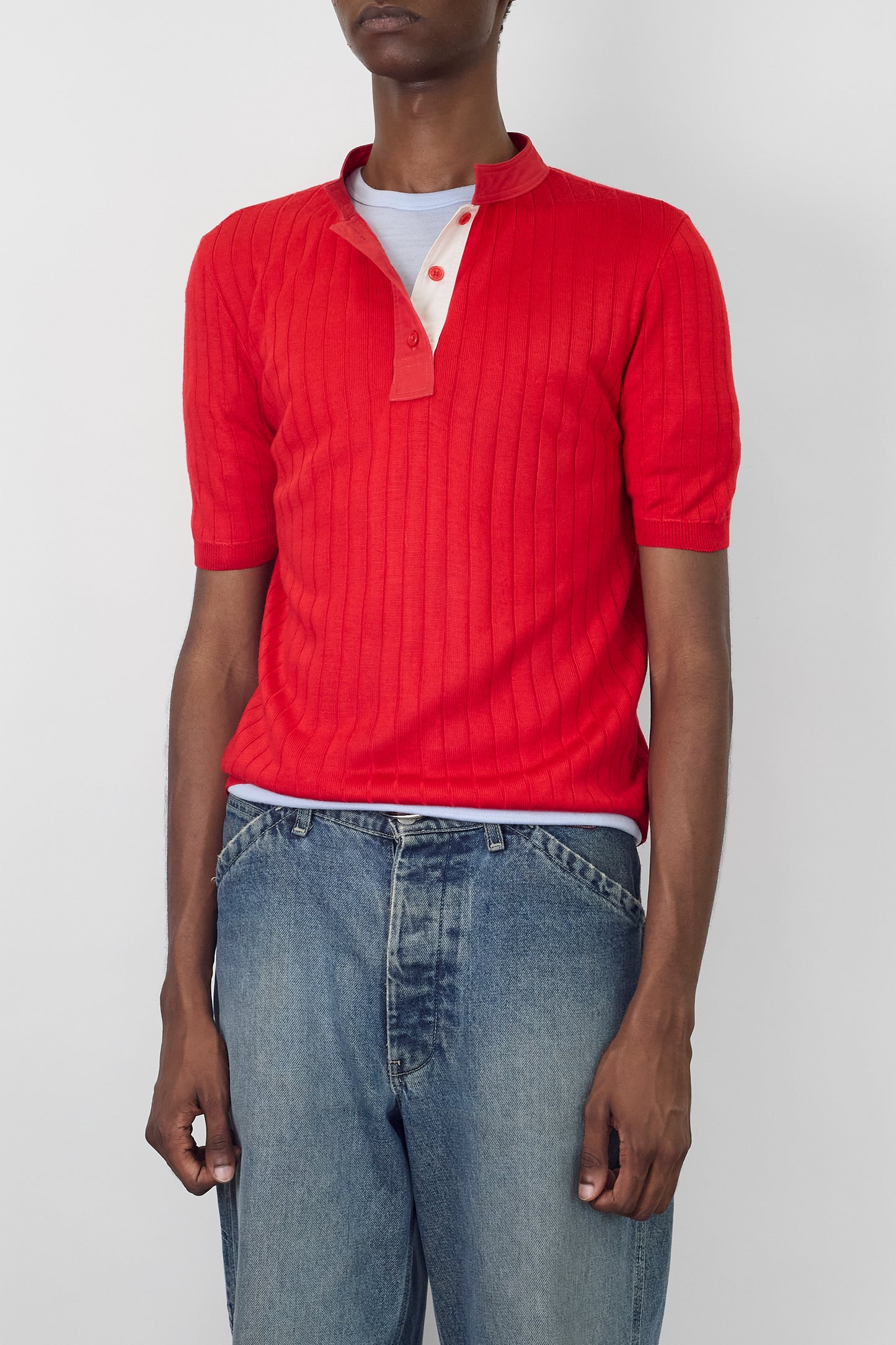COUREGGES RED HALF SLEEVE KNIT MADE IN FRANCE