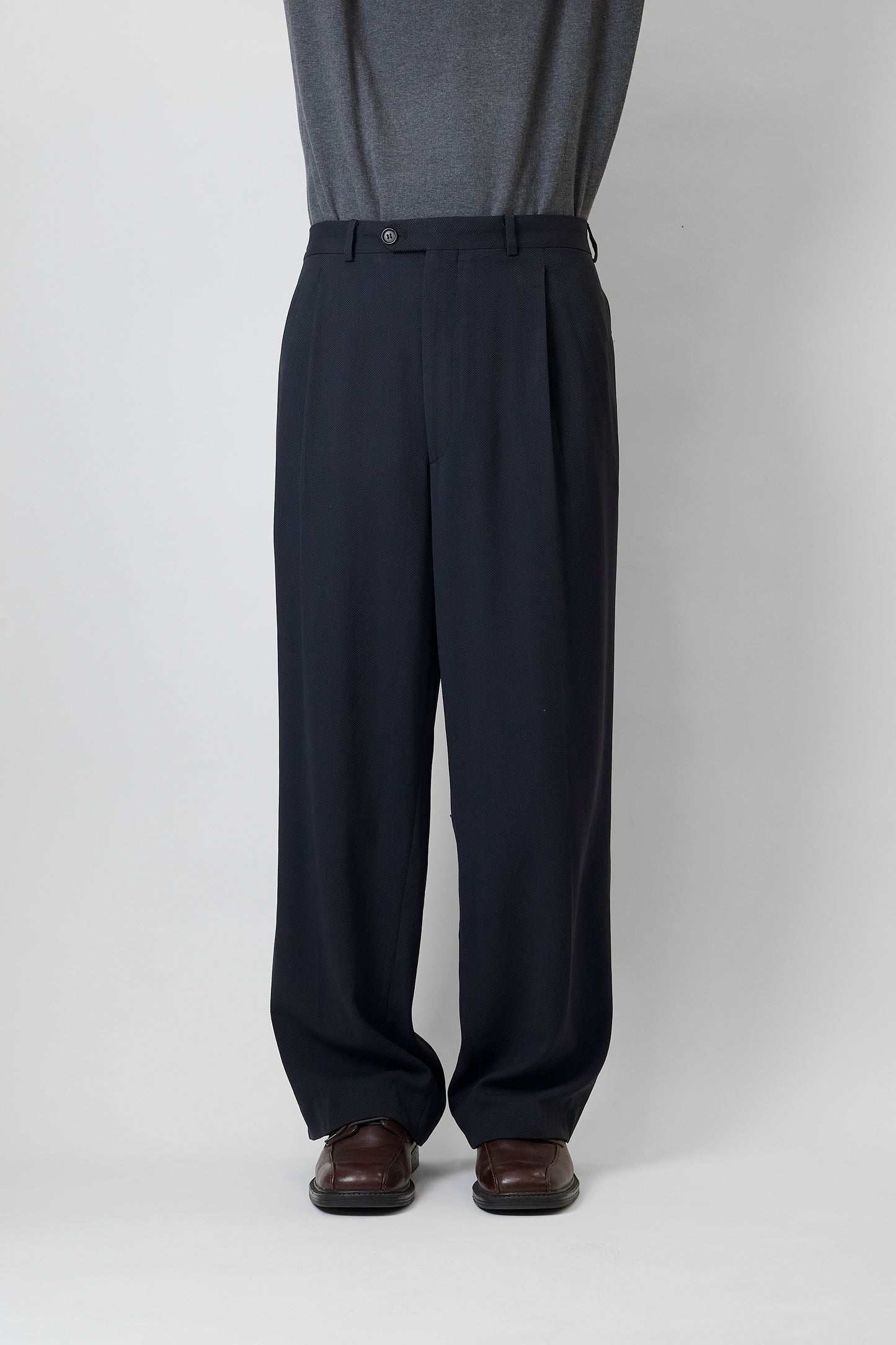 GIORGIO ARMANI GRAY WOOL WIDE PANTS MADE IN ITALY