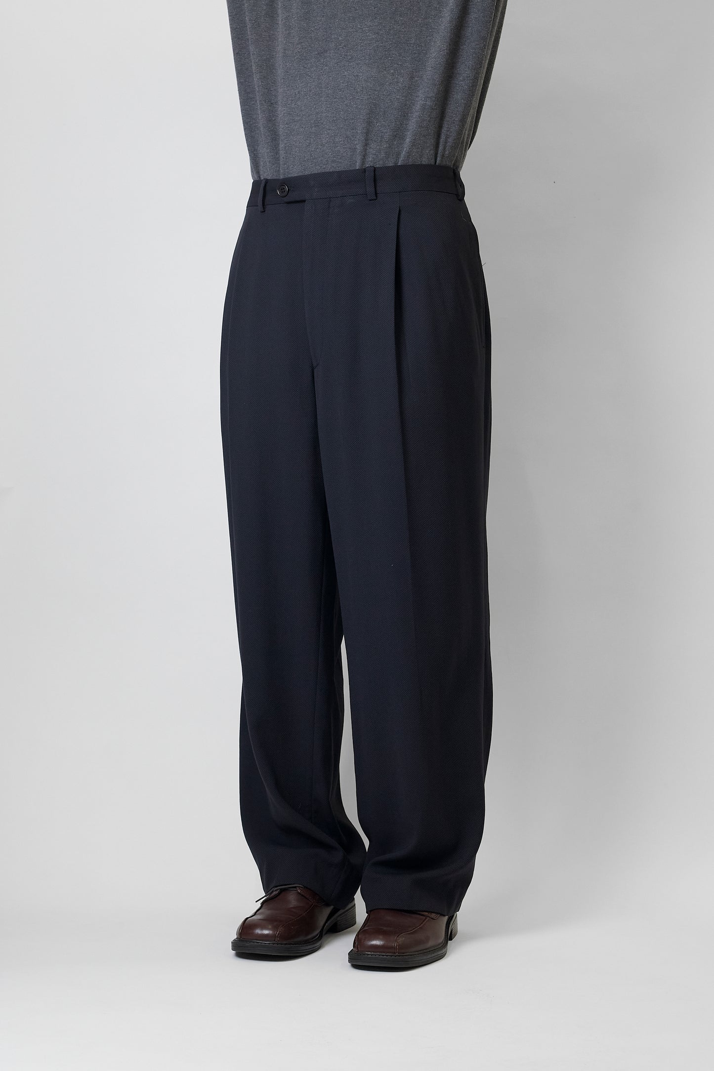 GIORGIO ARMANI GRAY WOOL WIDE PANTS MADE IN ITALY