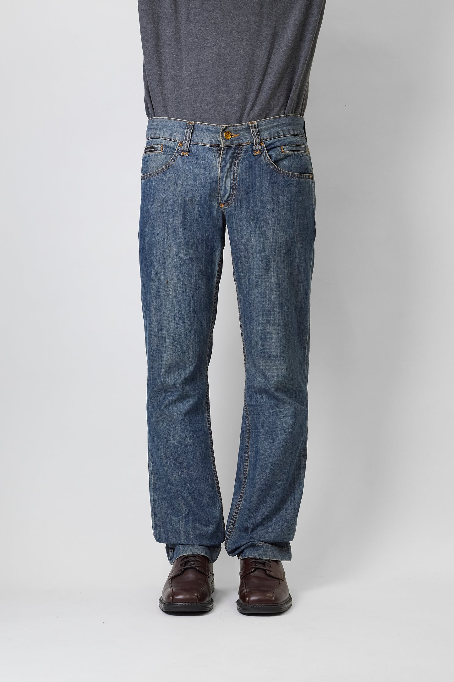DOLCE&GABBANA BLUE DENIM STRAIGHT PANTS MADE IN ITALY
