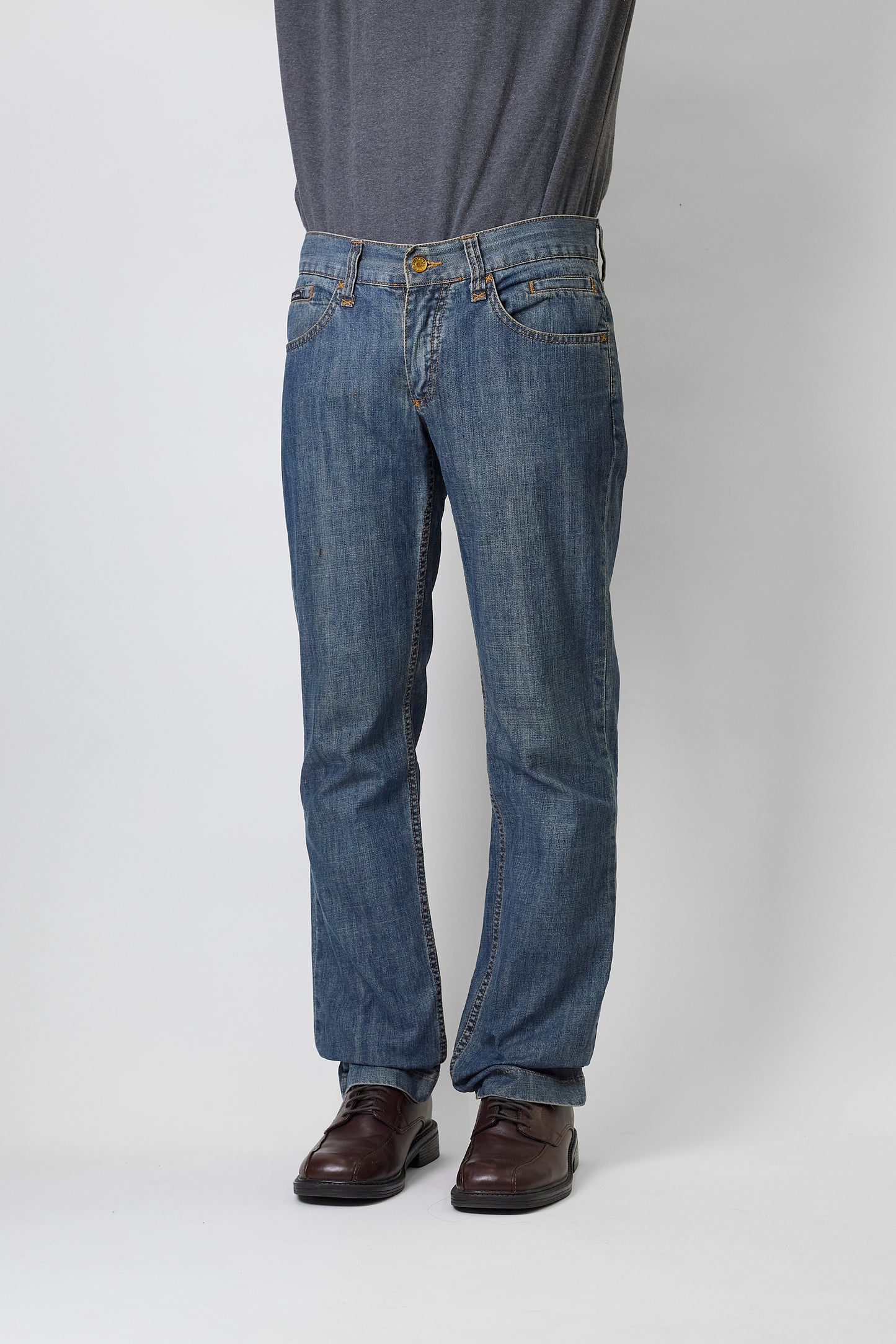 DOLCE&GABBANA BLUE DENIM STRAIGHT PANTS MADE IN ITALY