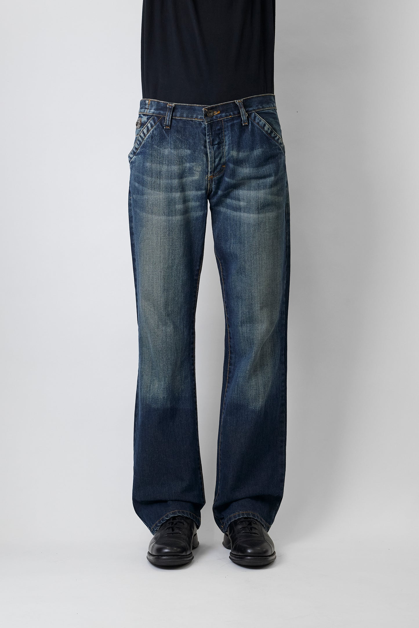 DOLCE&GABBANA INDIGO DENIM WIDE PANTS MADE IN ITALY