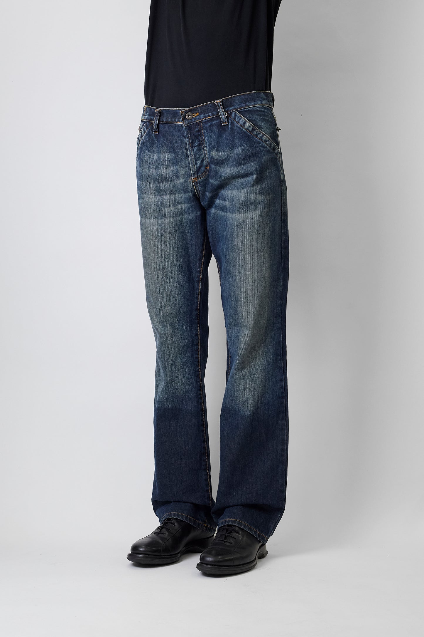 DOLCE&GABBANA INDIGO DENIM WIDE PANTS MADE IN ITALY