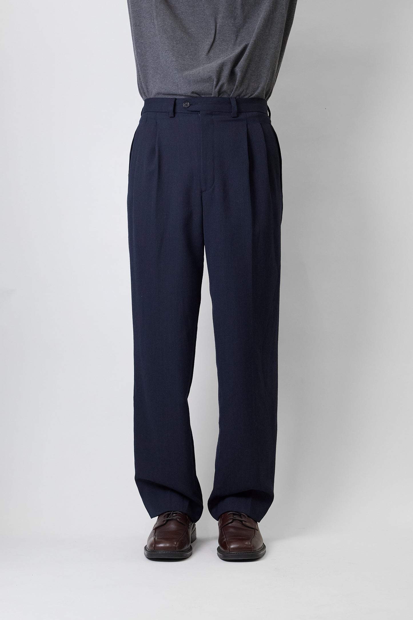 VINTAGE NAVY WOOL WIDE PANTS MADE IN SPAIN