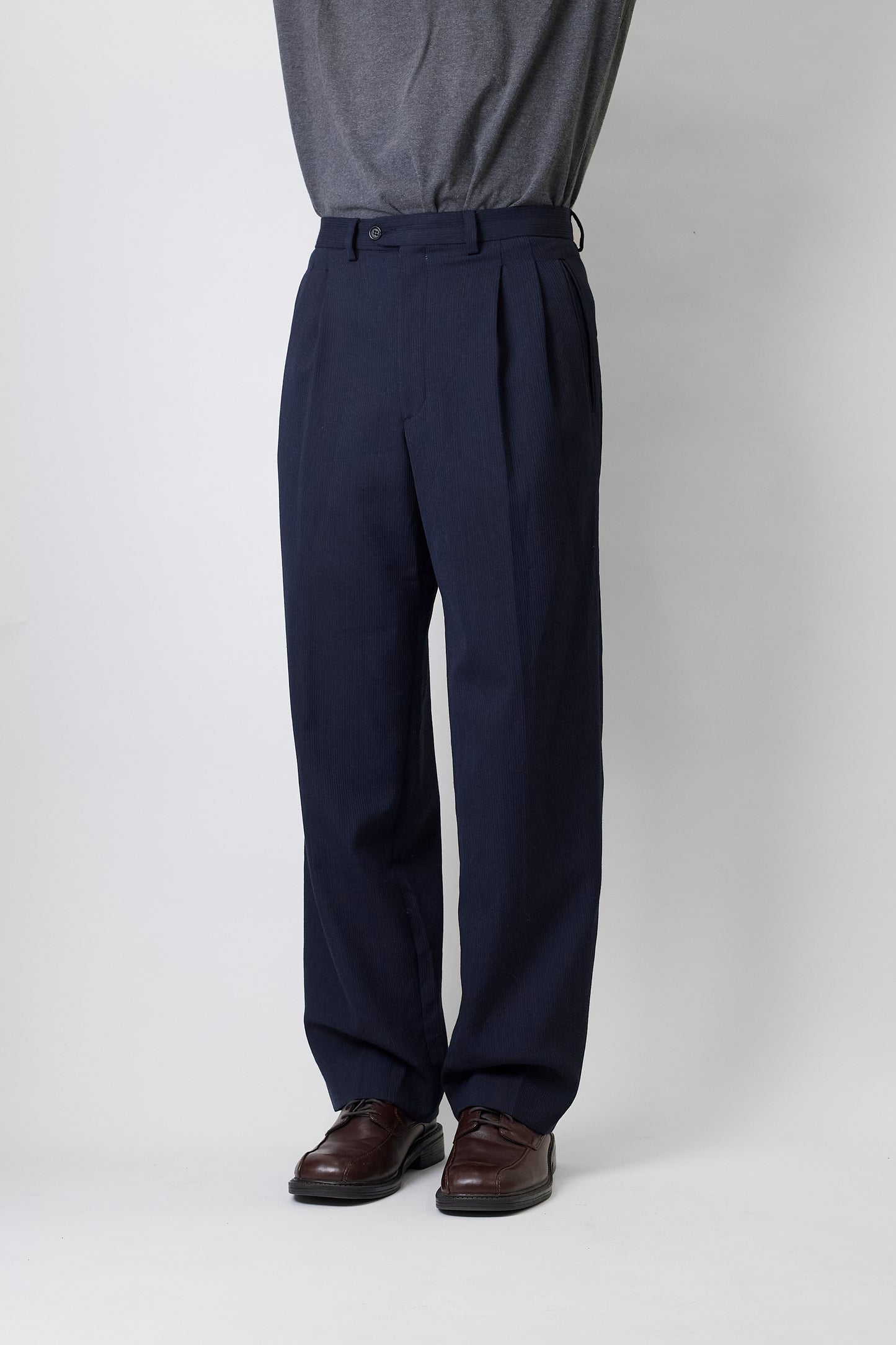 VINTAGE NAVY WOOL WIDE PANTS MADE IN SPAIN