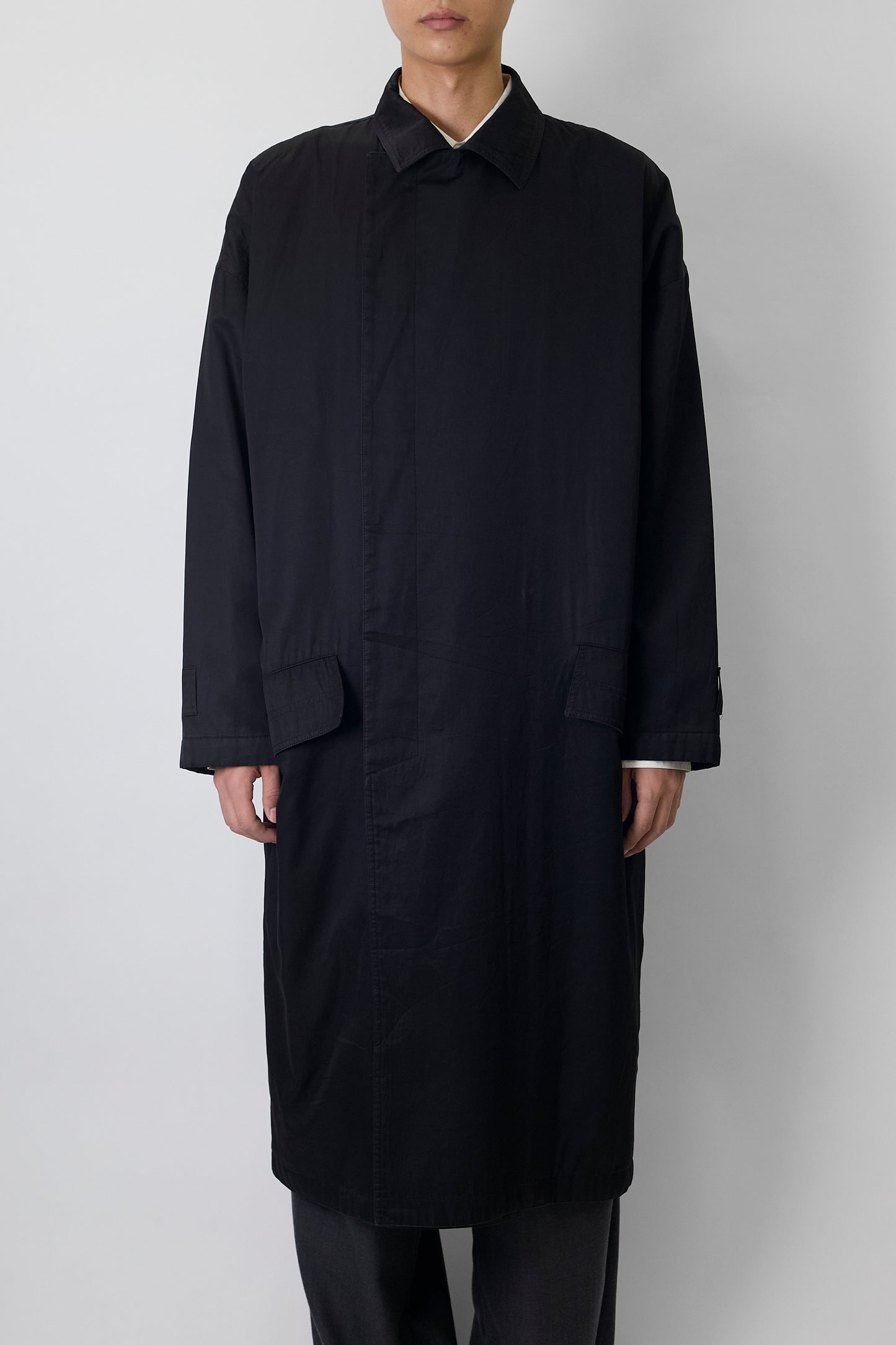 ISTANTE UOMO BY VERSACE BLACK COTTON LONG COAT MADE IN ITALY