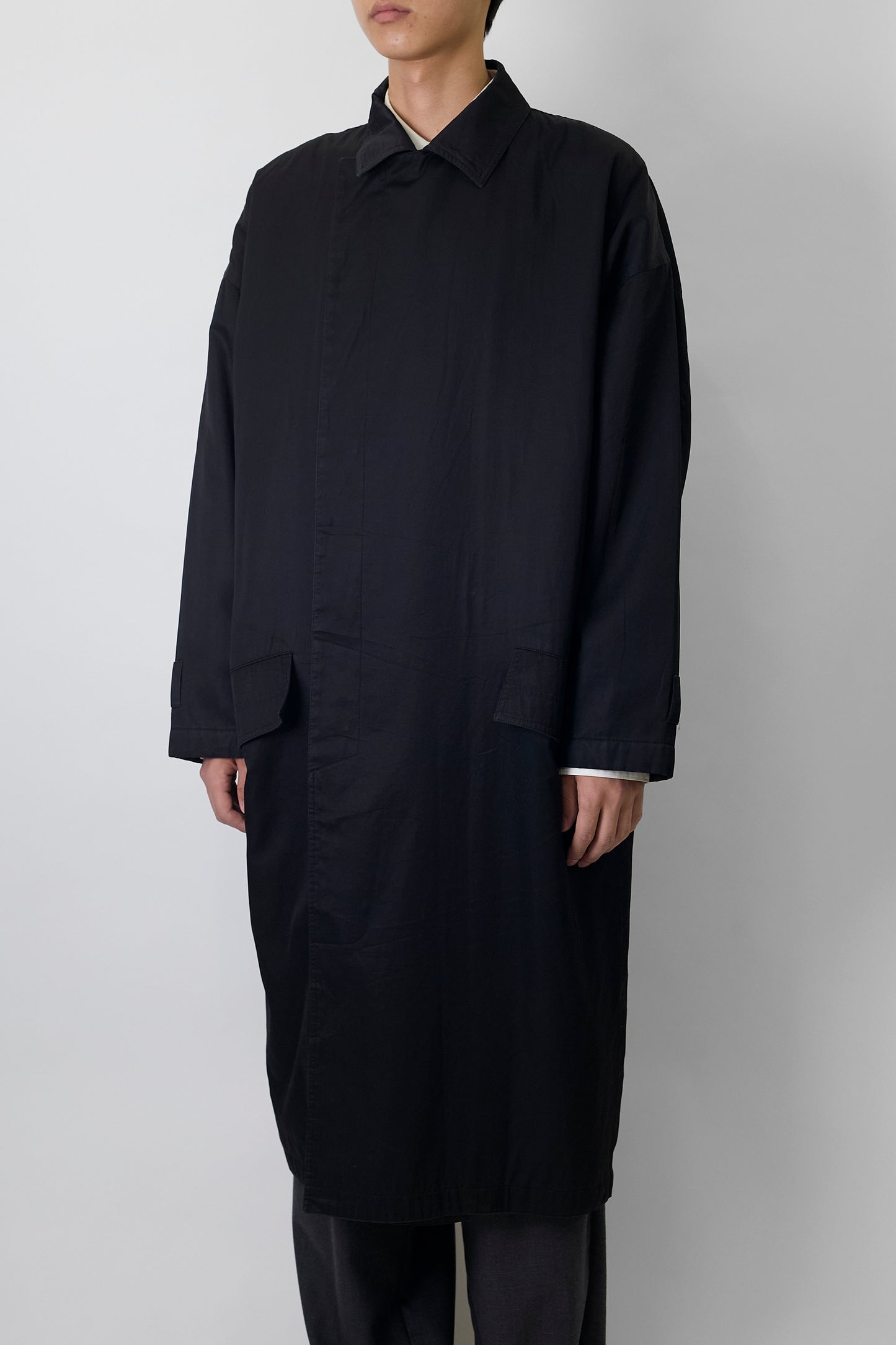 ISTANTE UOMO BY VERSACE BLACK COTTON LONG COAT MADE IN ITALY