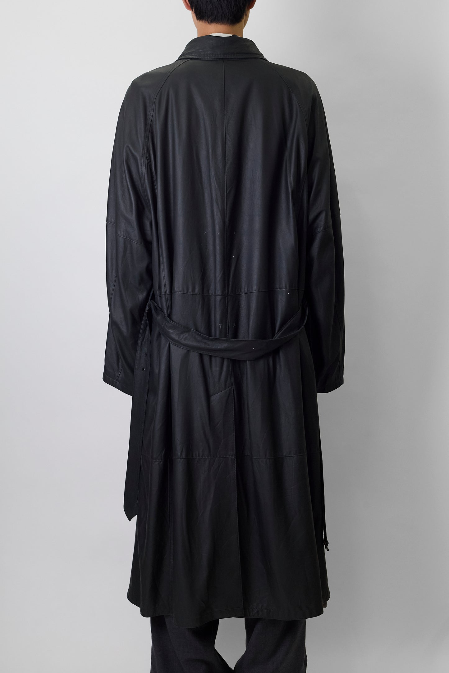 CHRIST BLACK LEATHER LONG COAT MADE IN GERMANY