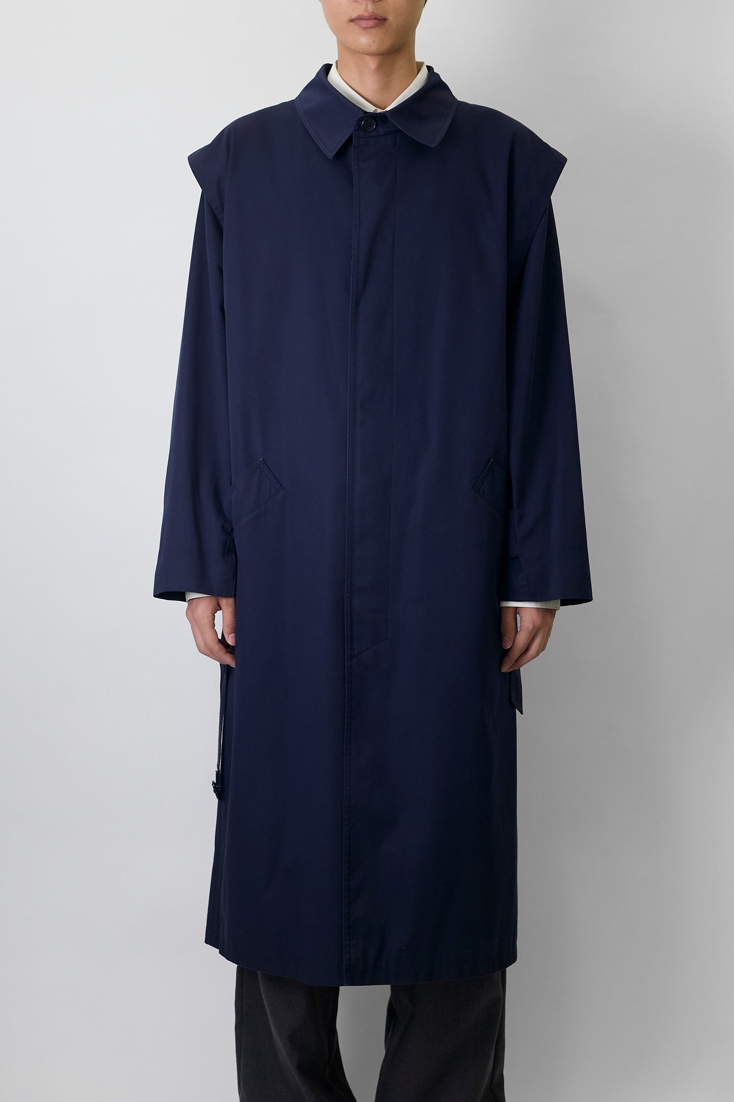 PIERRE CARDIN DESIGNED NAVY LONG COAT MADE IN FRANCE