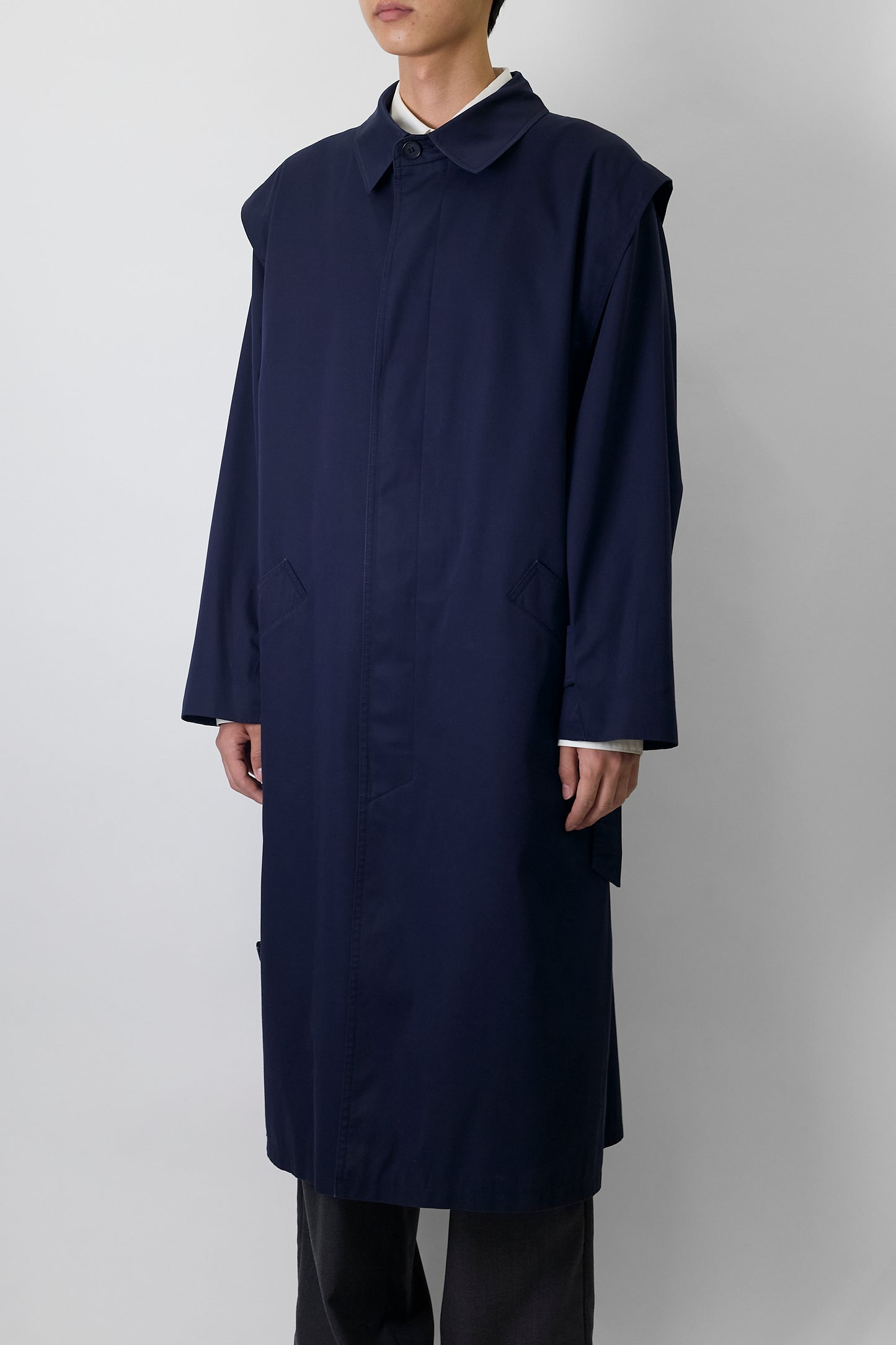 PIERRE CARDIN DESIGNED NAVY LONG COAT MADE IN FRANCE
