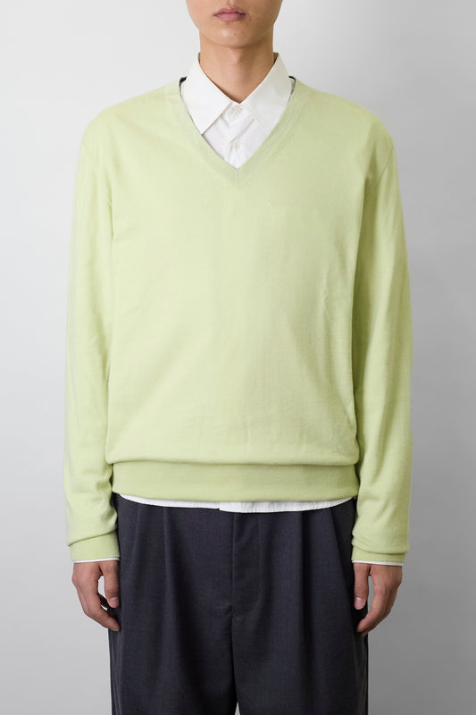 HERMES GREEN CASHMERE V NECK KNIT MADE IN ITALY