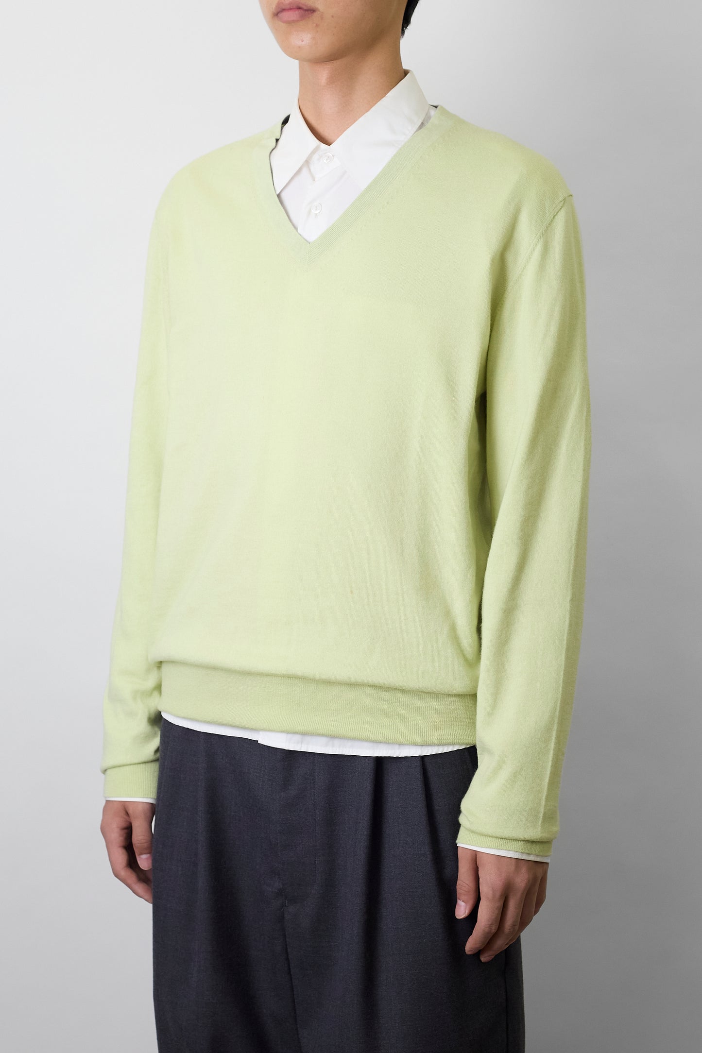 HERMES GREEN CASHMERE V NECK KNIT MADE IN ITALY