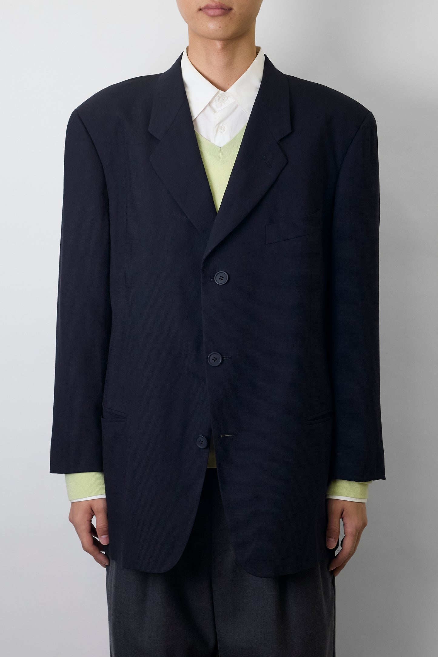 GIORGIO ARMANI NAVY WOOL TAILORED JACKET MADE IN ITALY