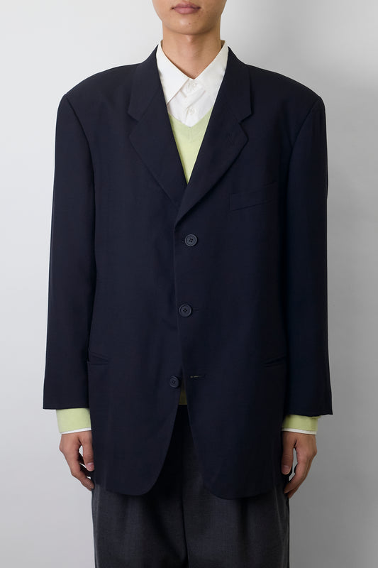 GIORGIO ARMANI NAVY WOOL TAILORED JACKET MADE IN ITALY