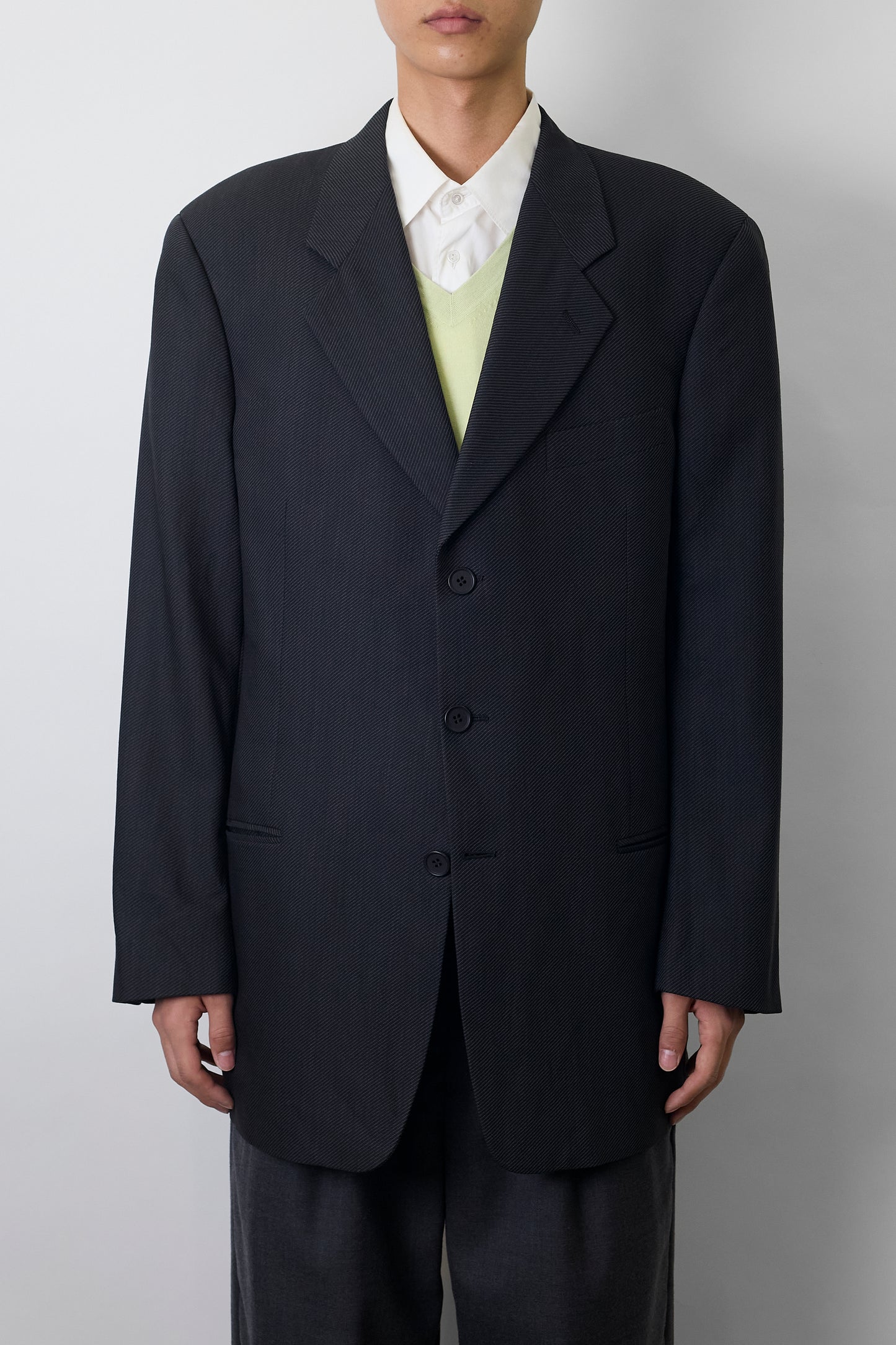 GIORGIO ARMANI GRAY WOOL TAILORED JACKET MADE IN ITALY