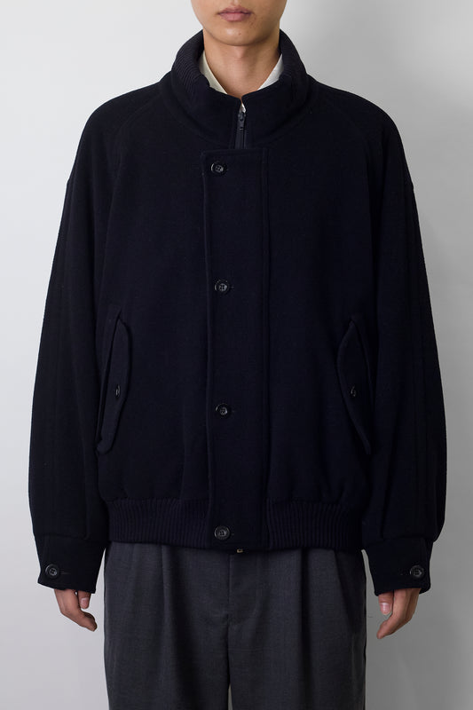 LONG CHAMP BLACK WOOL MELTON SHORT JACKET MADE IN ITALY