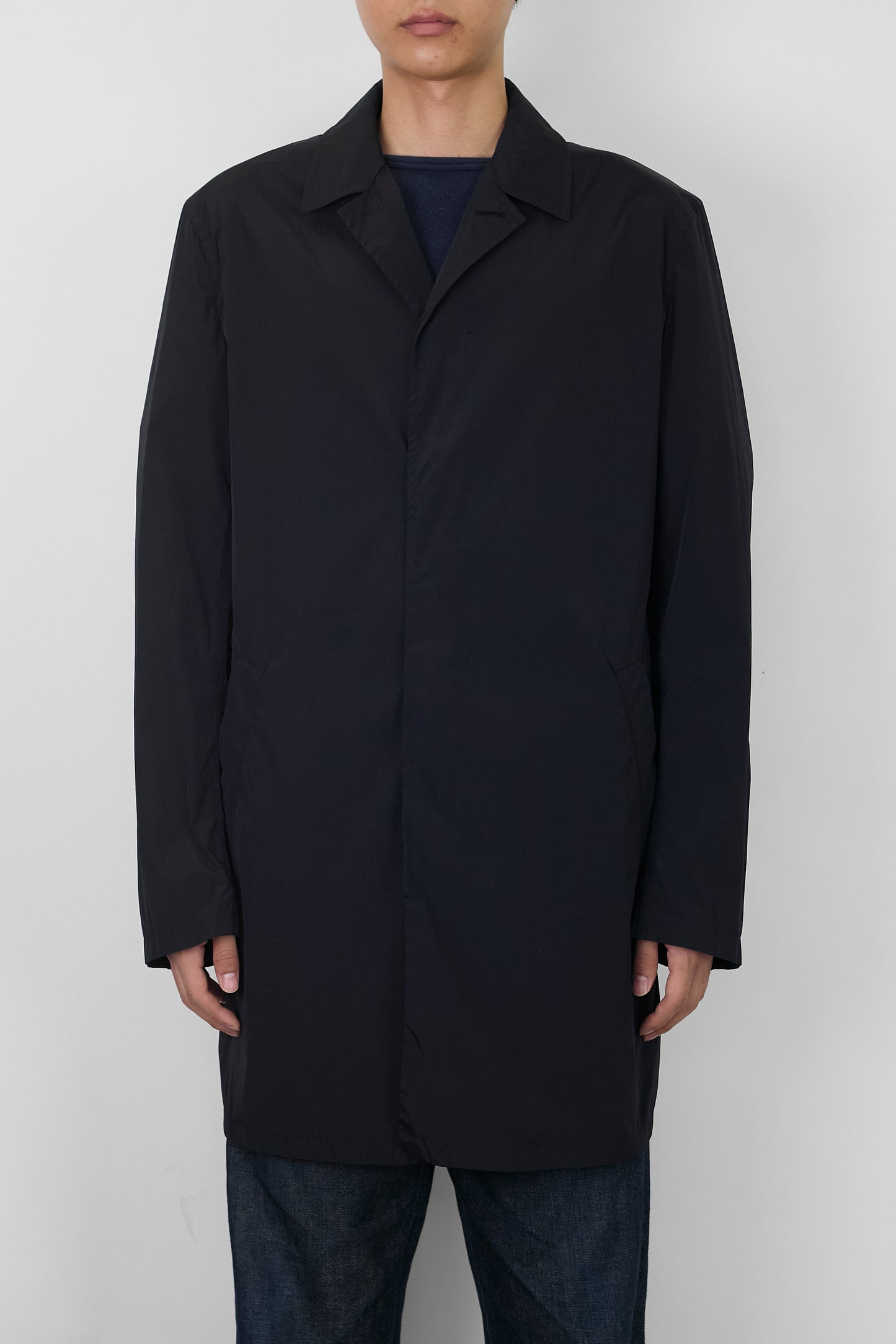 JIL SANDER BLACK TECH MINIMAL COAT MADE IN ITALY