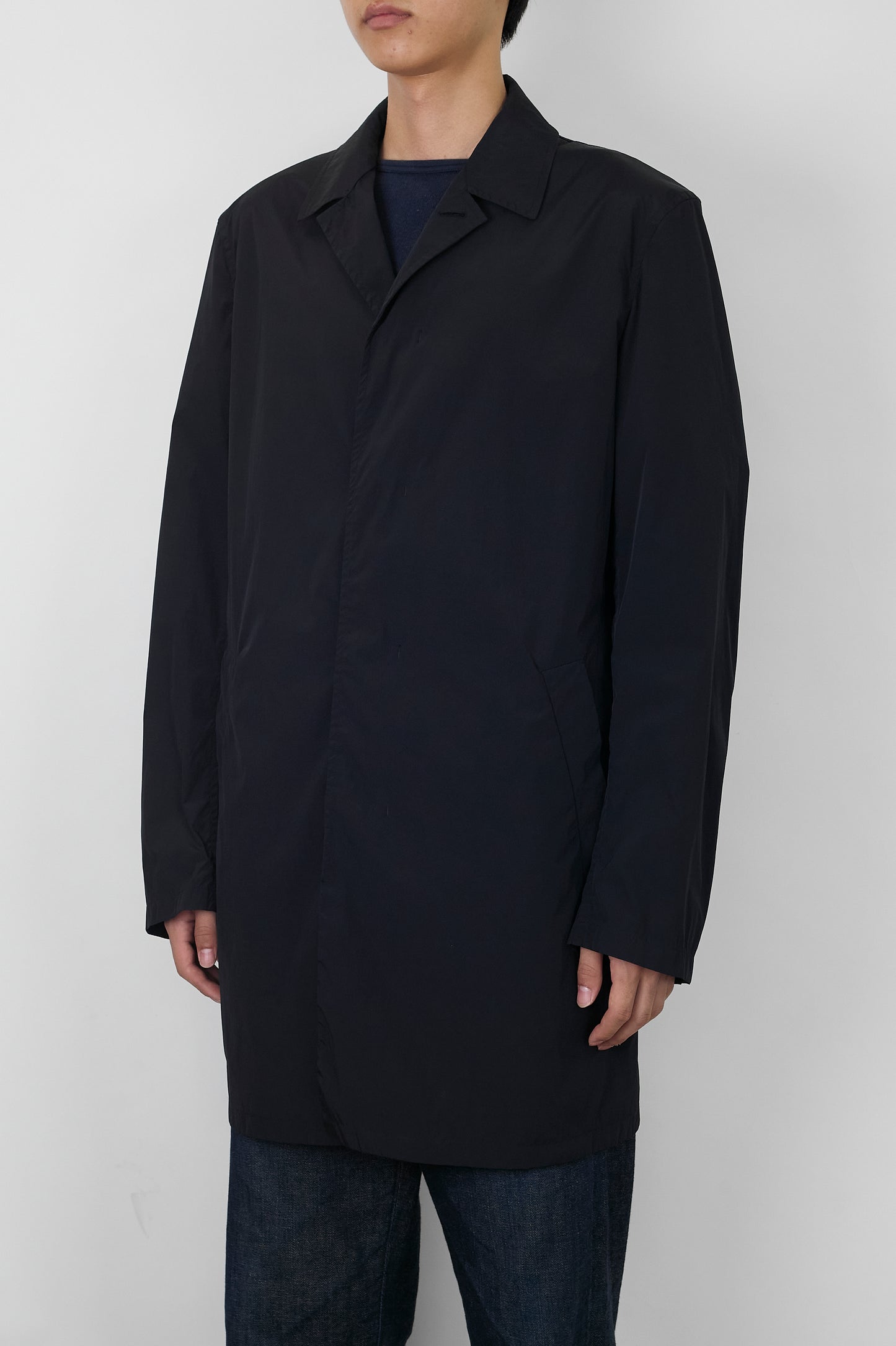 JIL SANDER BLACK TECH MINIMAL COAT MADE IN ITALY