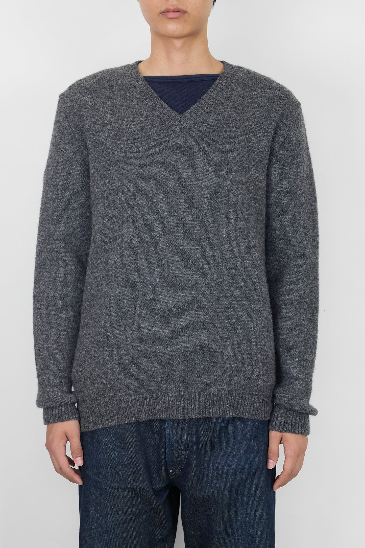 A.P.C. GRAY WOOL V NECK KNIT MADE IN FRANCE