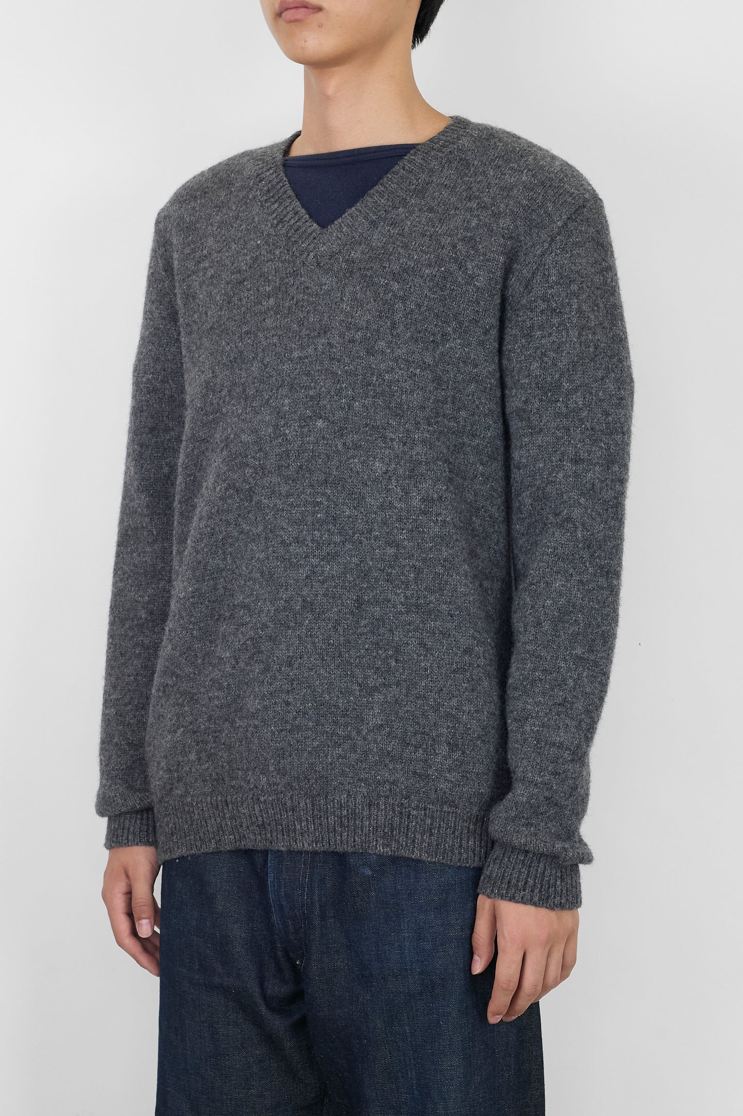 A.P.C. GRAY WOOL V NECK KNIT MADE IN FRANCE