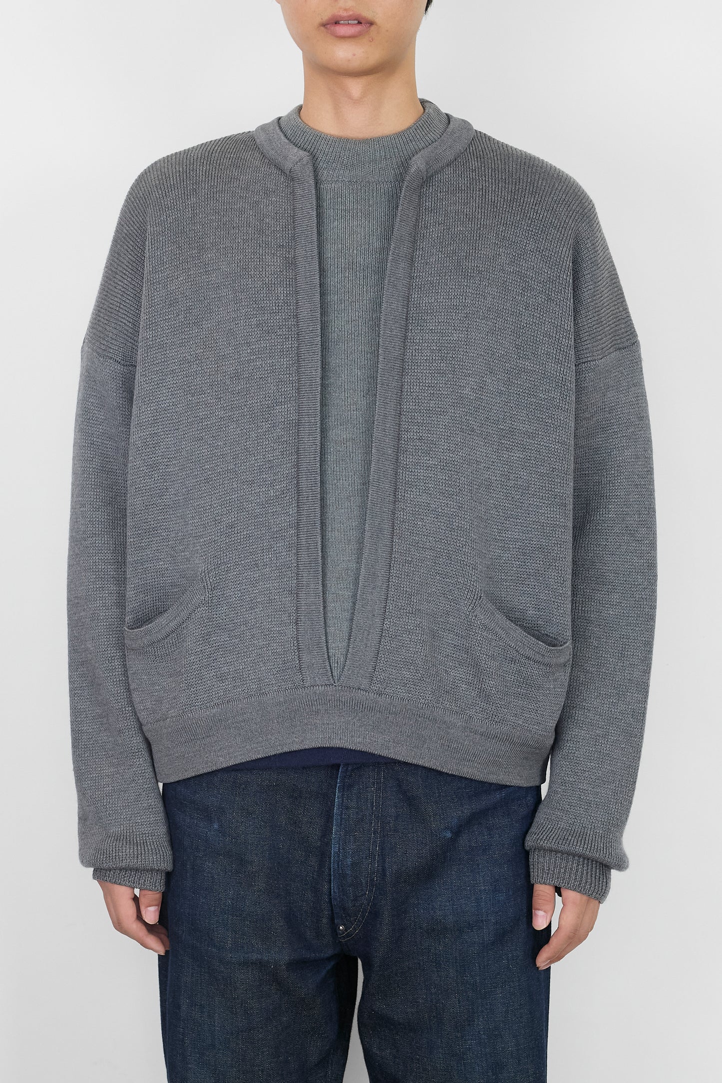 EMPORIO ARMANI DOCKING GRAY WOOL KNIT MADE IN ITALY